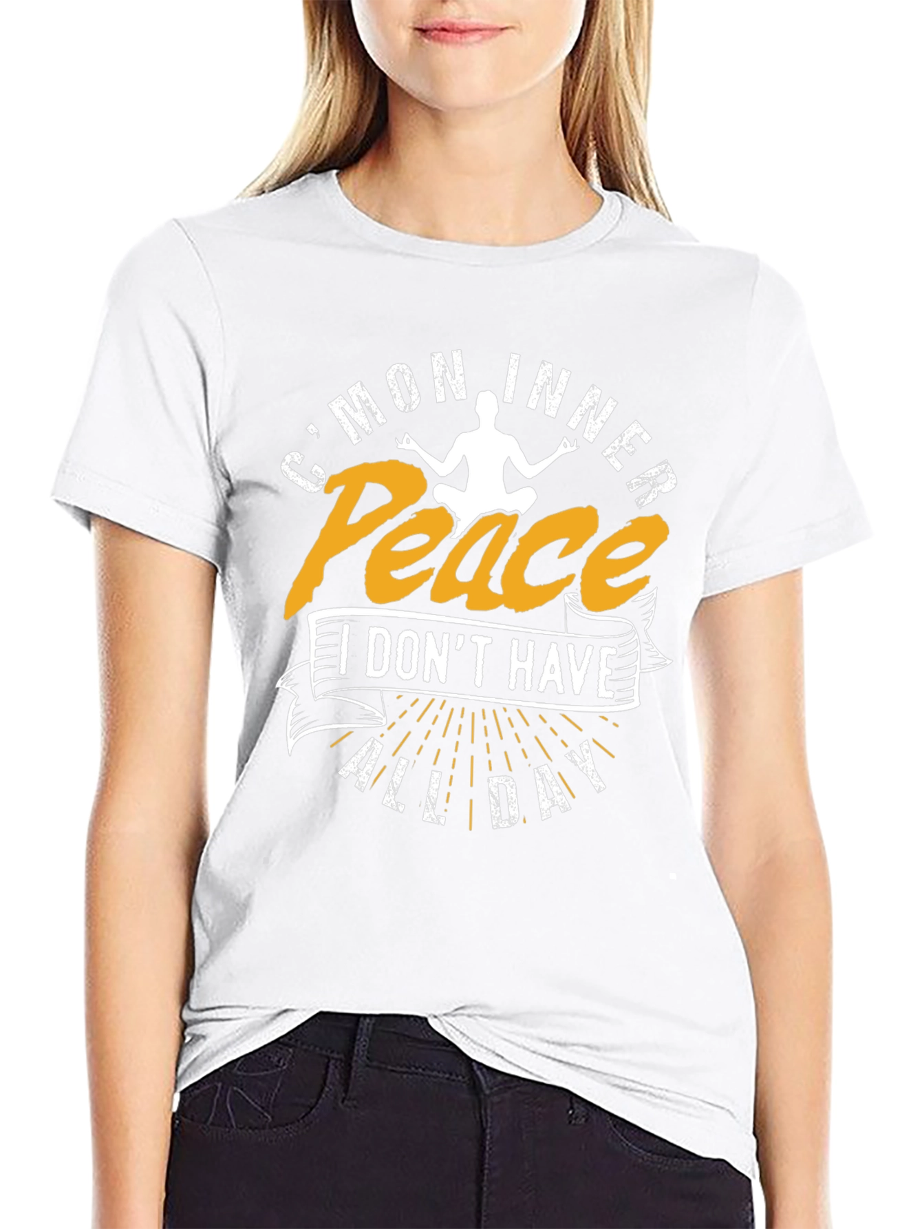 Funny Yoga T-Shirt - Cmon Inner Peace