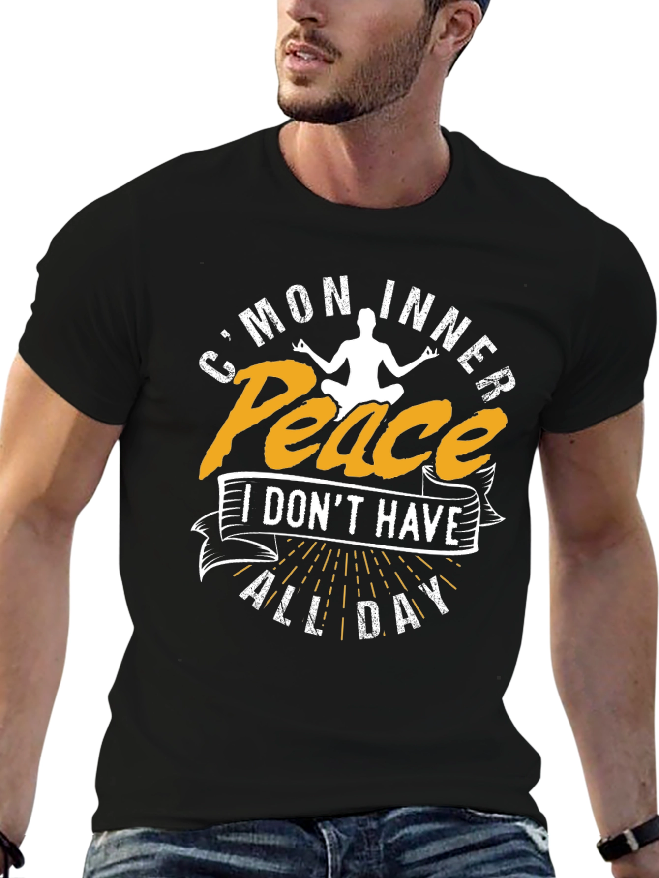 Funny Yoga T-Shirt - Cmon Inner Peace
