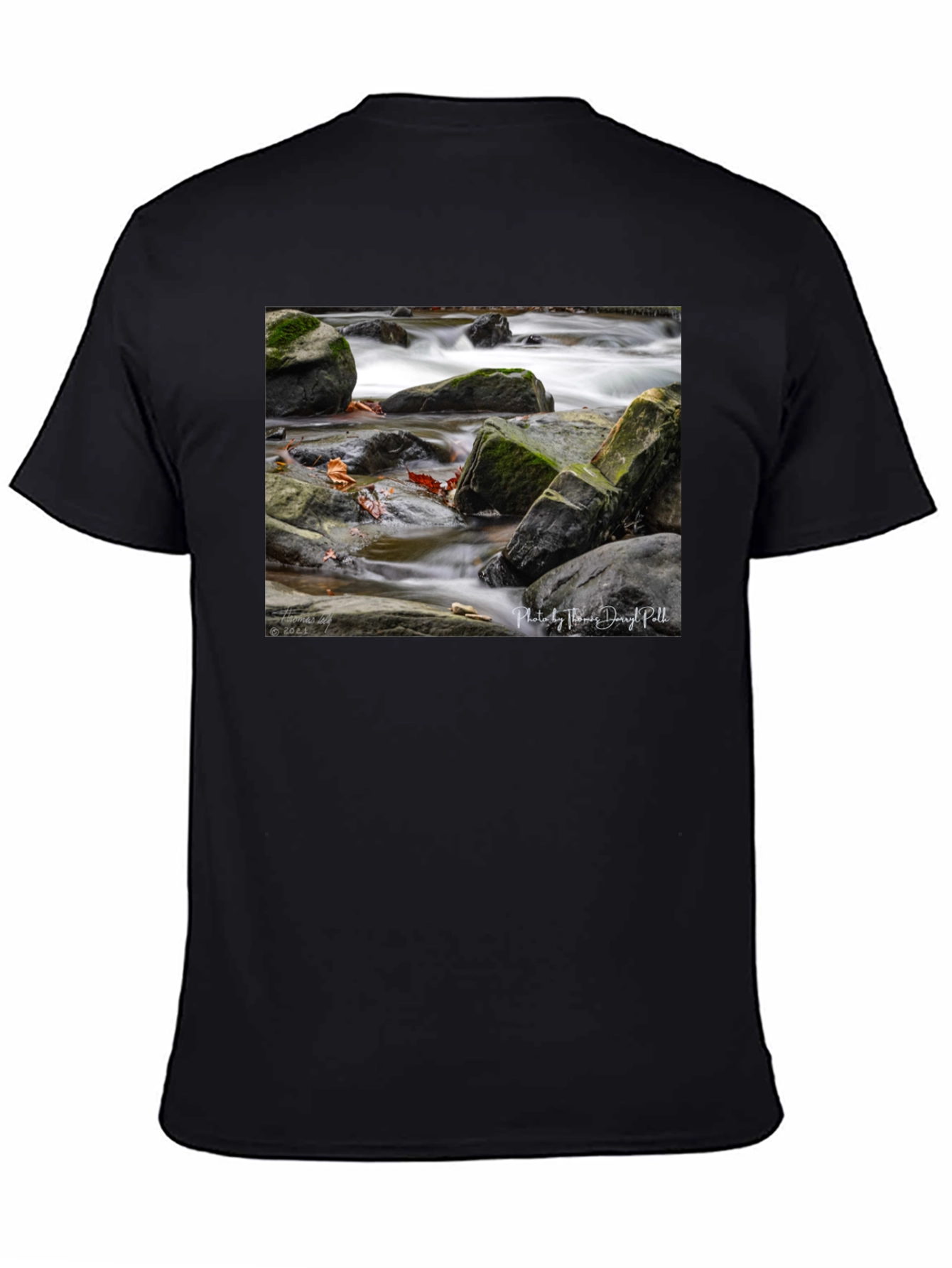 Nature Stream Photo Black T-Shirt