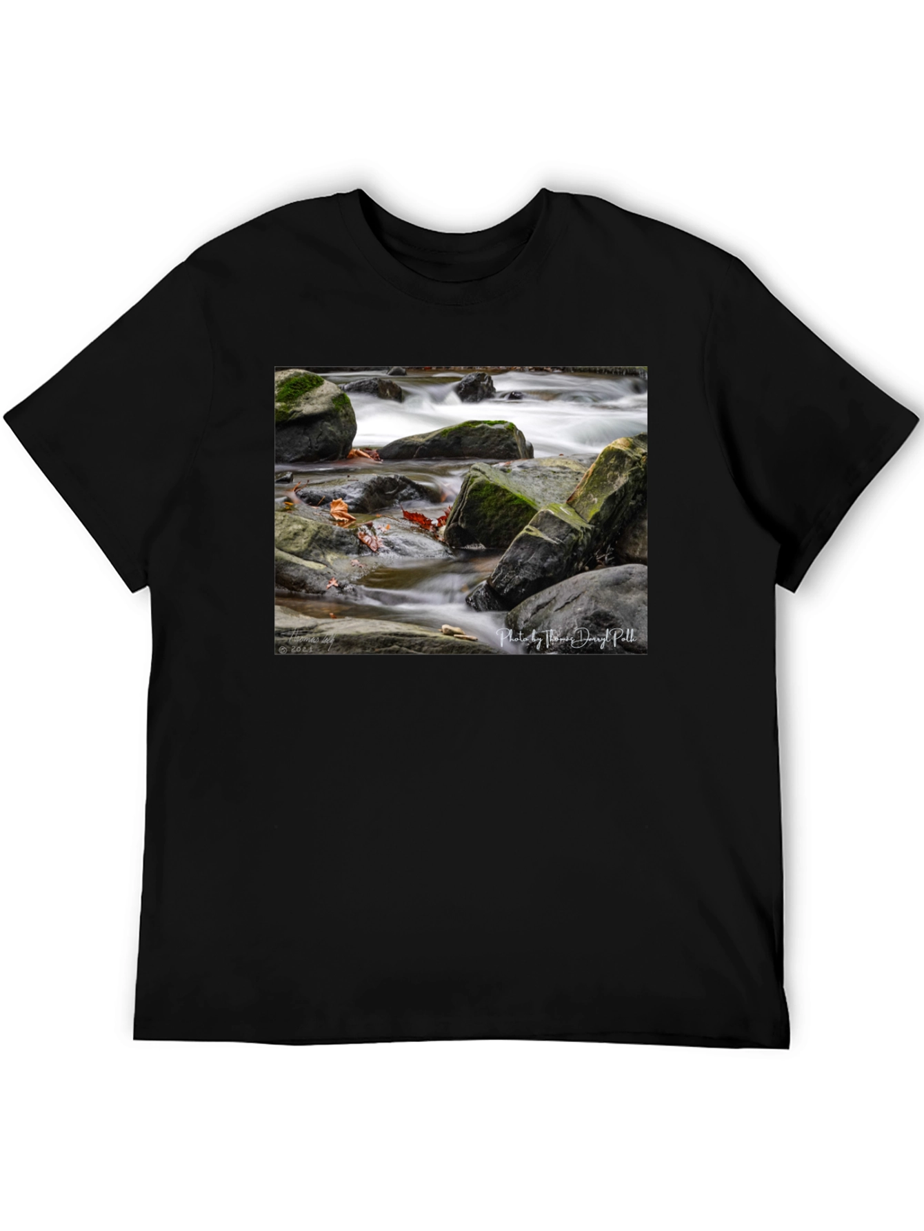 Nature Stream Photo Black T-Shirt
