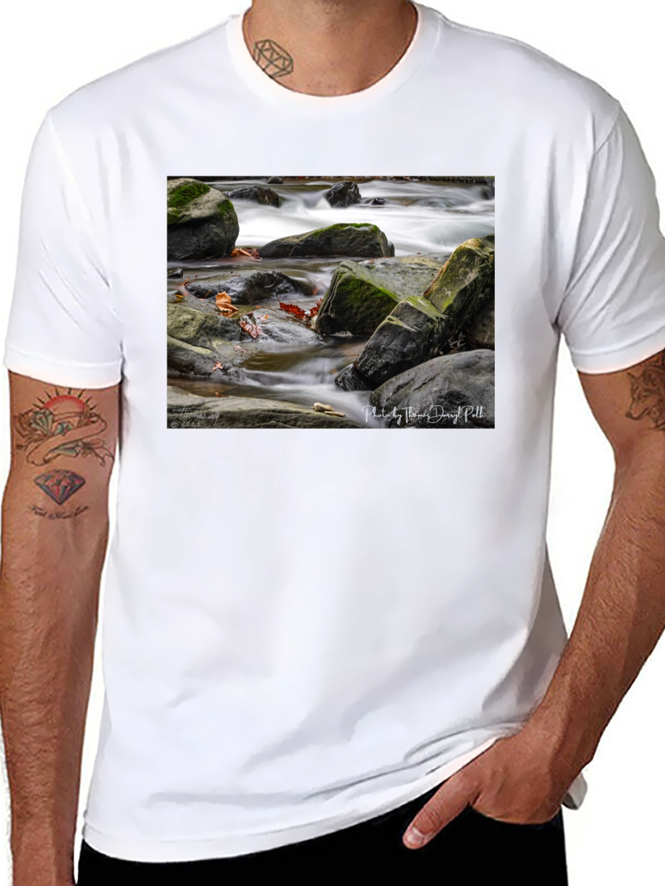 Nature Stream Photo Black T-Shirt