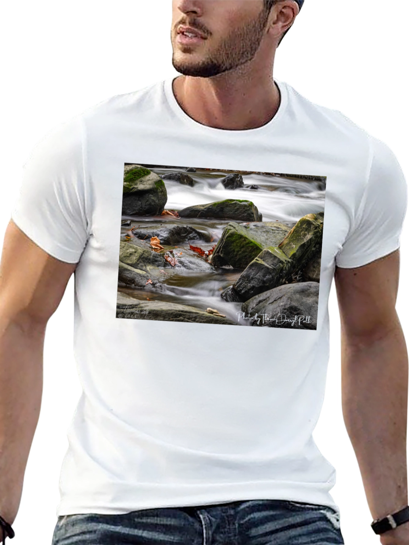Nature Stream Photo Black T-Shirt