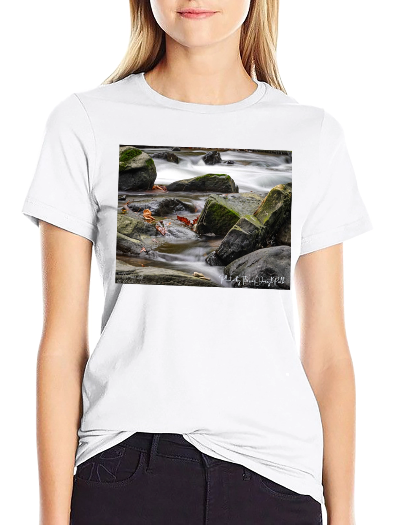 Nature Stream Photo Black T-Shirt