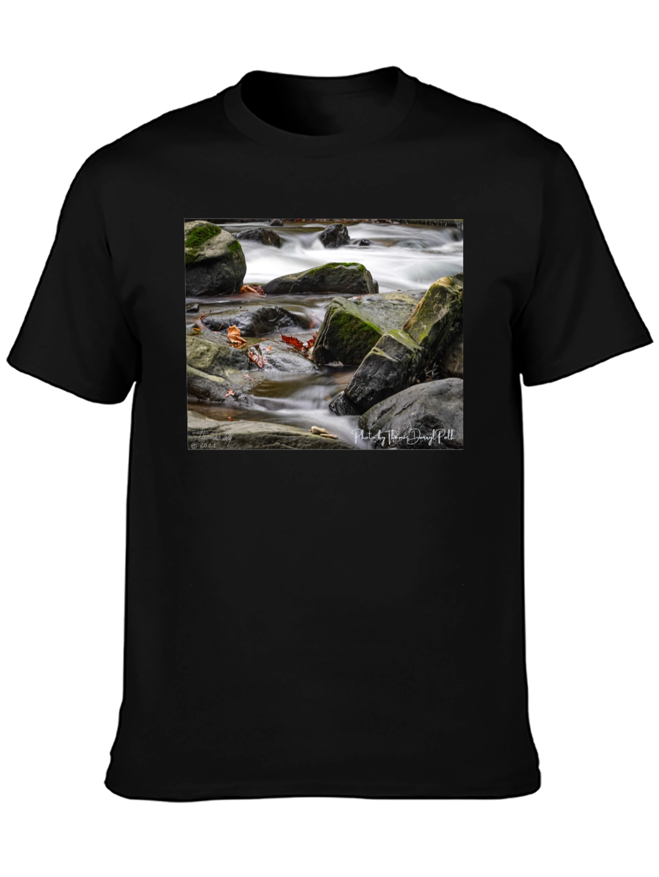 Nature Stream Photo Black T-Shirt