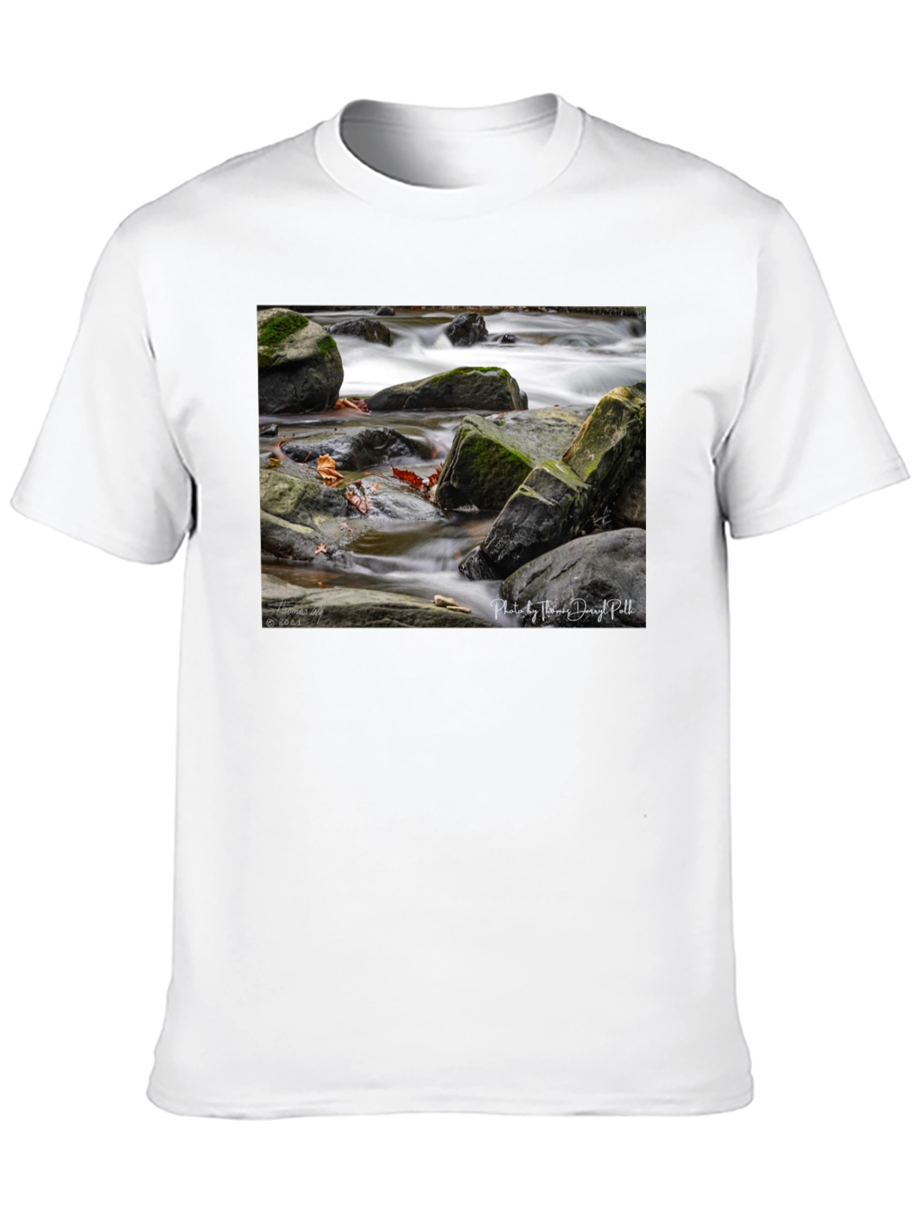 Nature Stream Photo Black T-Shirt