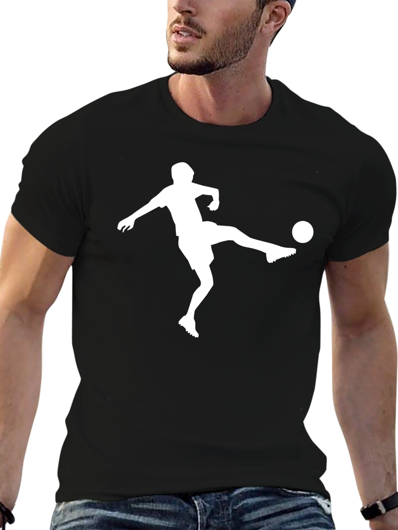 Soccer Player Graphic Tee - Black