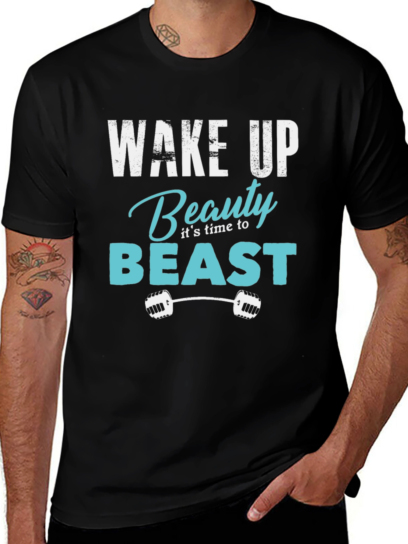 Wake Up Beauty Beast Black Graphic T-Shirt