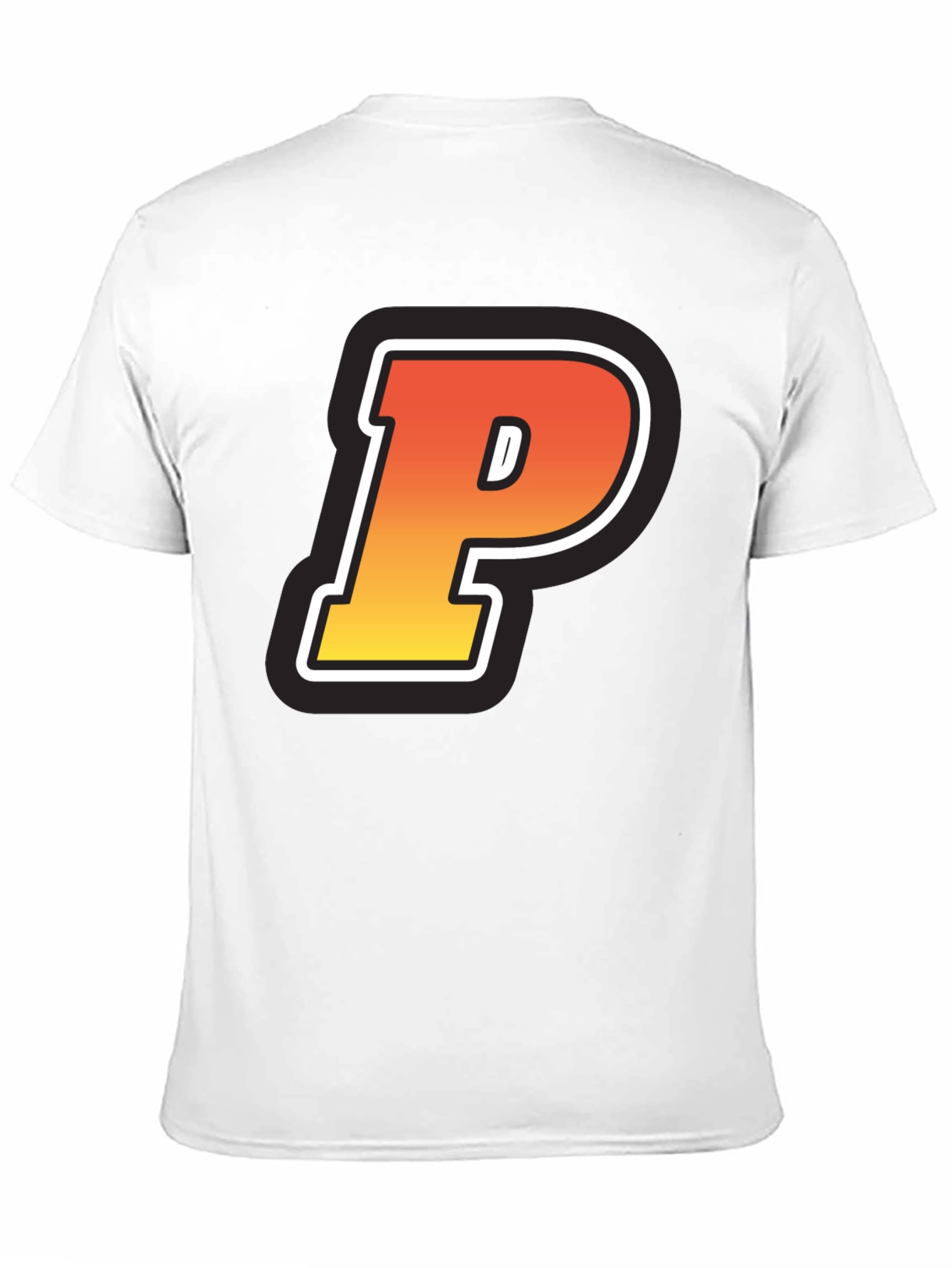 Retro P Letter T-Shirt - Black Cotton Tee