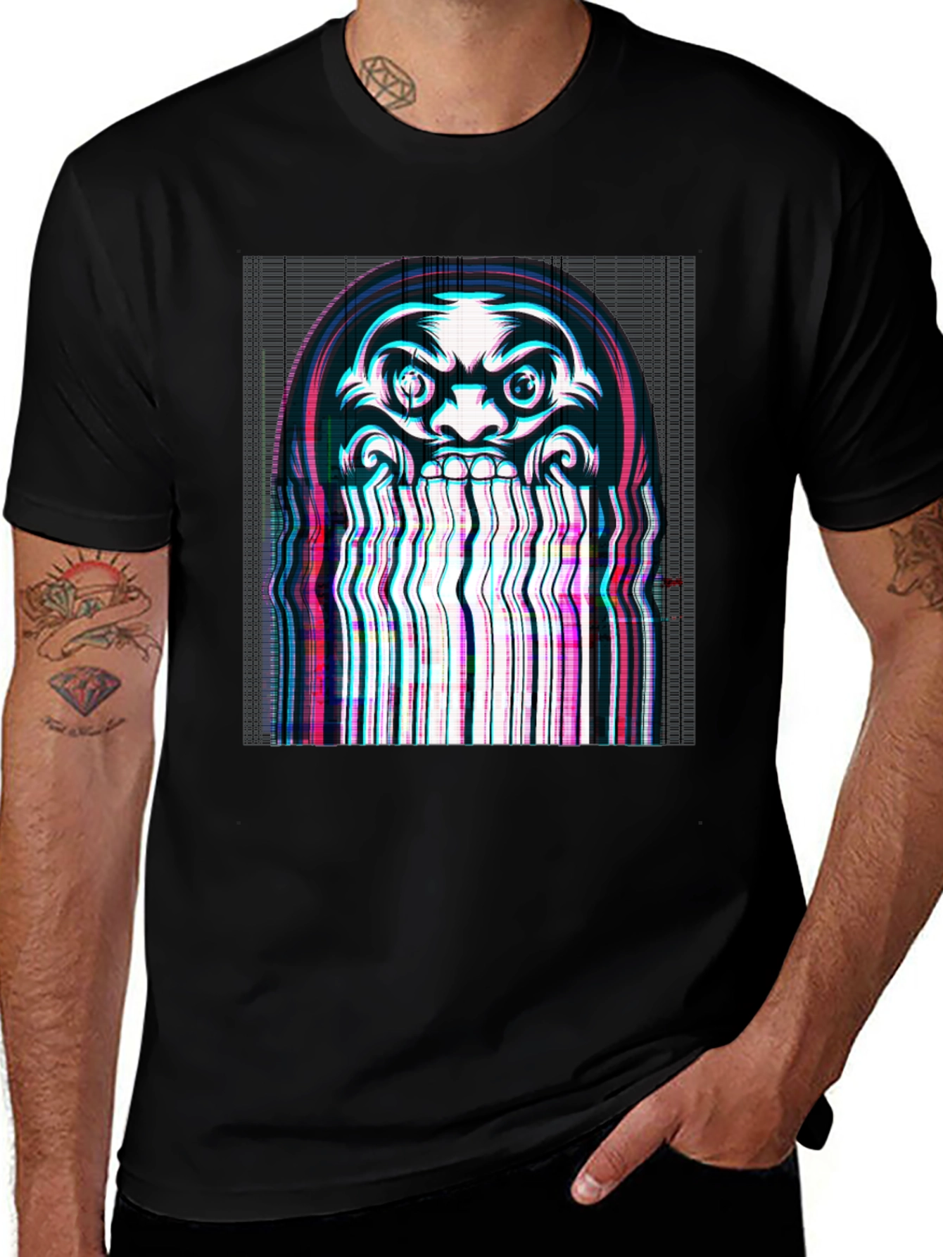 Glitch Art Tee: Dark Graphic Print T-Shirt
