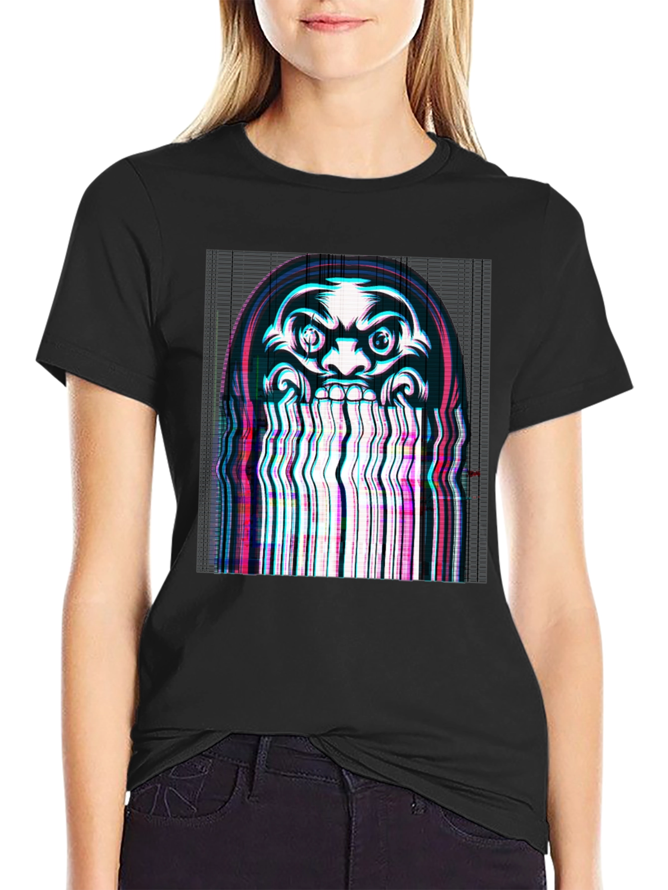Glitch Art Tee: Dark Graphic Print T-Shirt