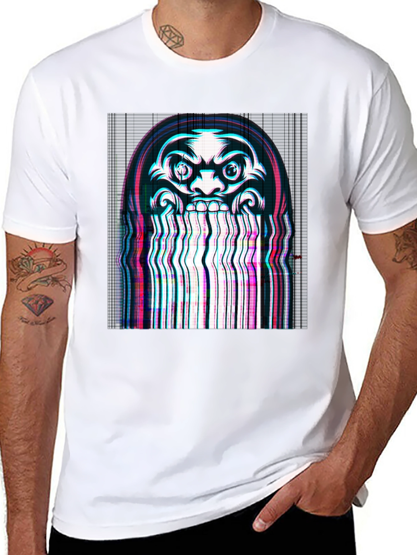 Glitch Art Tee: Dark Graphic Print T-Shirt