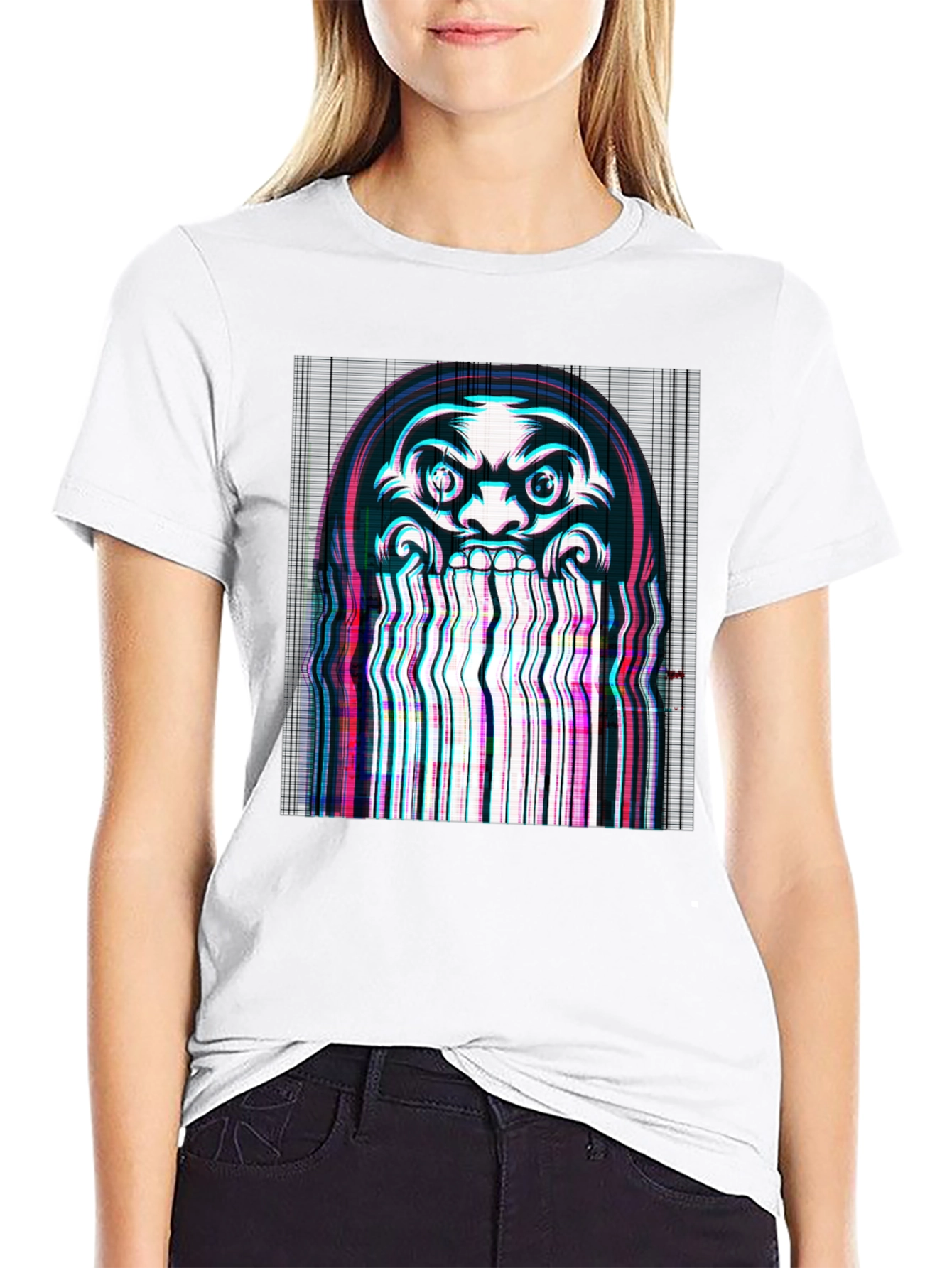 Glitch Art Tee: Dark Graphic Print T-Shirt