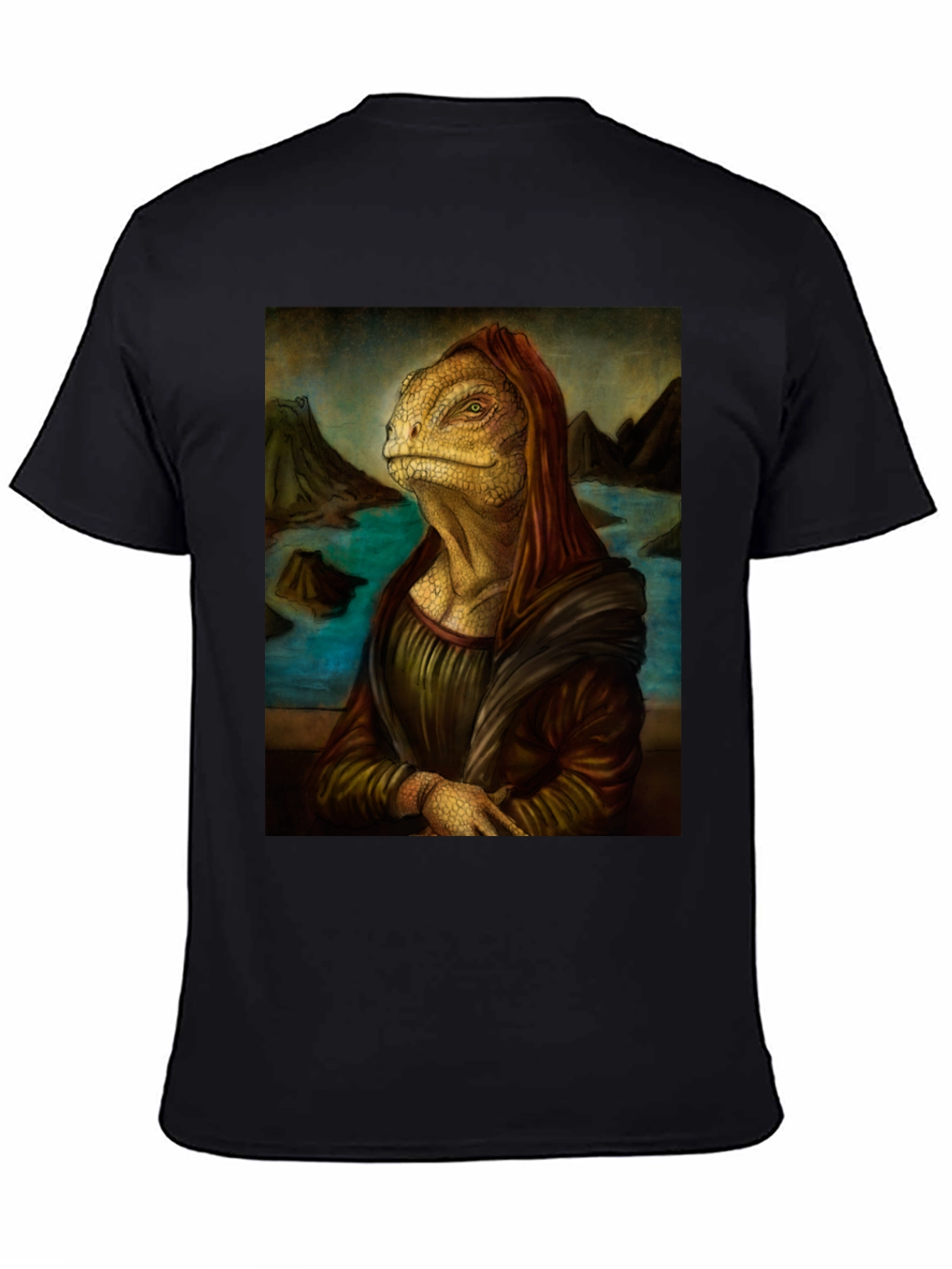 Lizard Mona Lisa Black T-Shirt