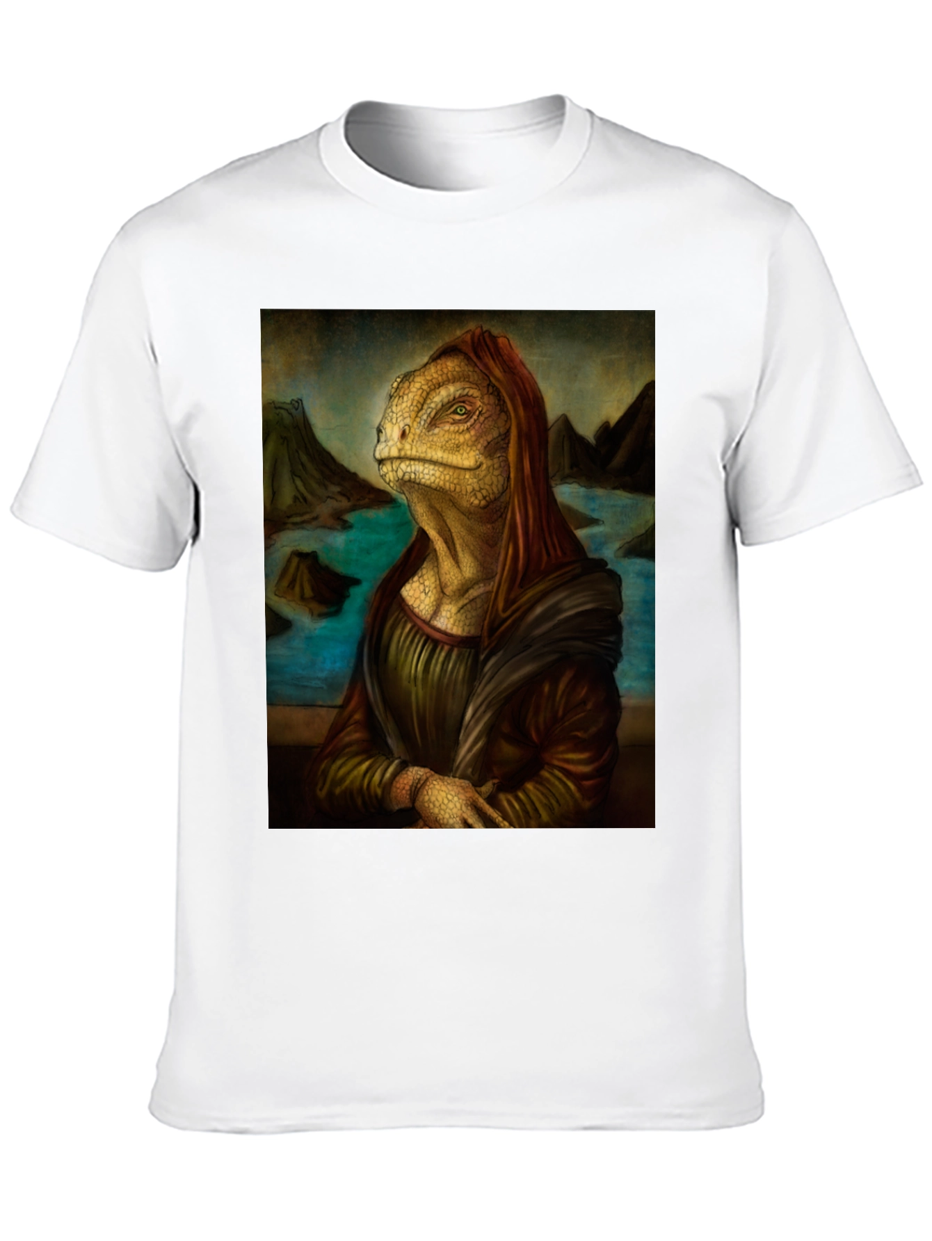 Lizard Mona Lisa Black T-Shirt
