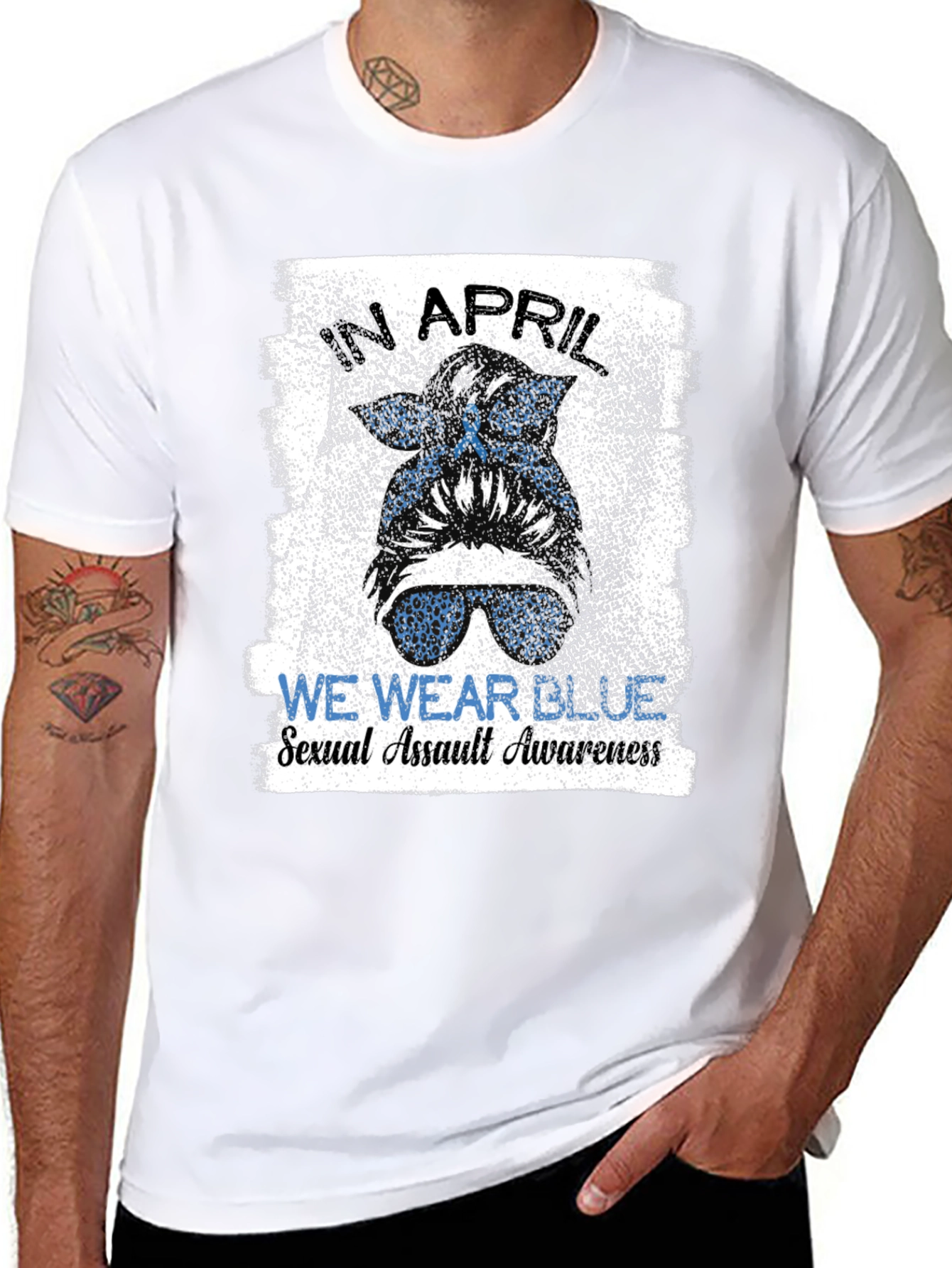 In April We Wear Blue Sexual Assault Awareness T-Shirt