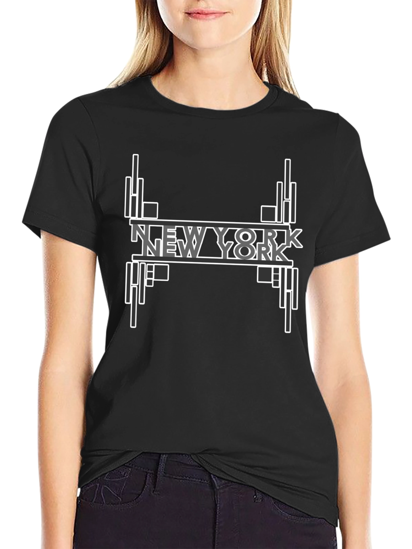 New York Graphic Print Black T-Shirt