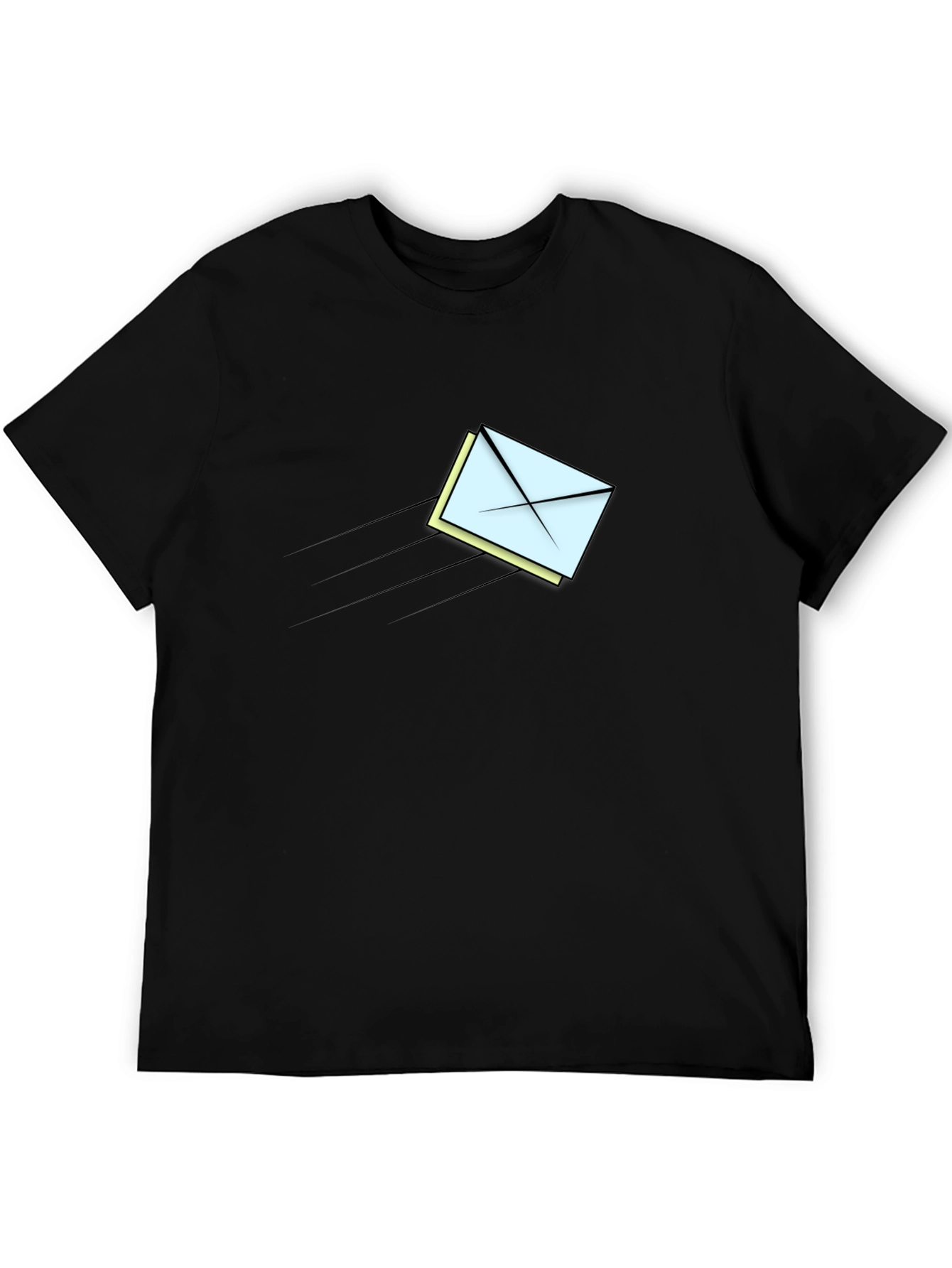 Mens Black T-Shirt - Flying Mail Graphic Tee