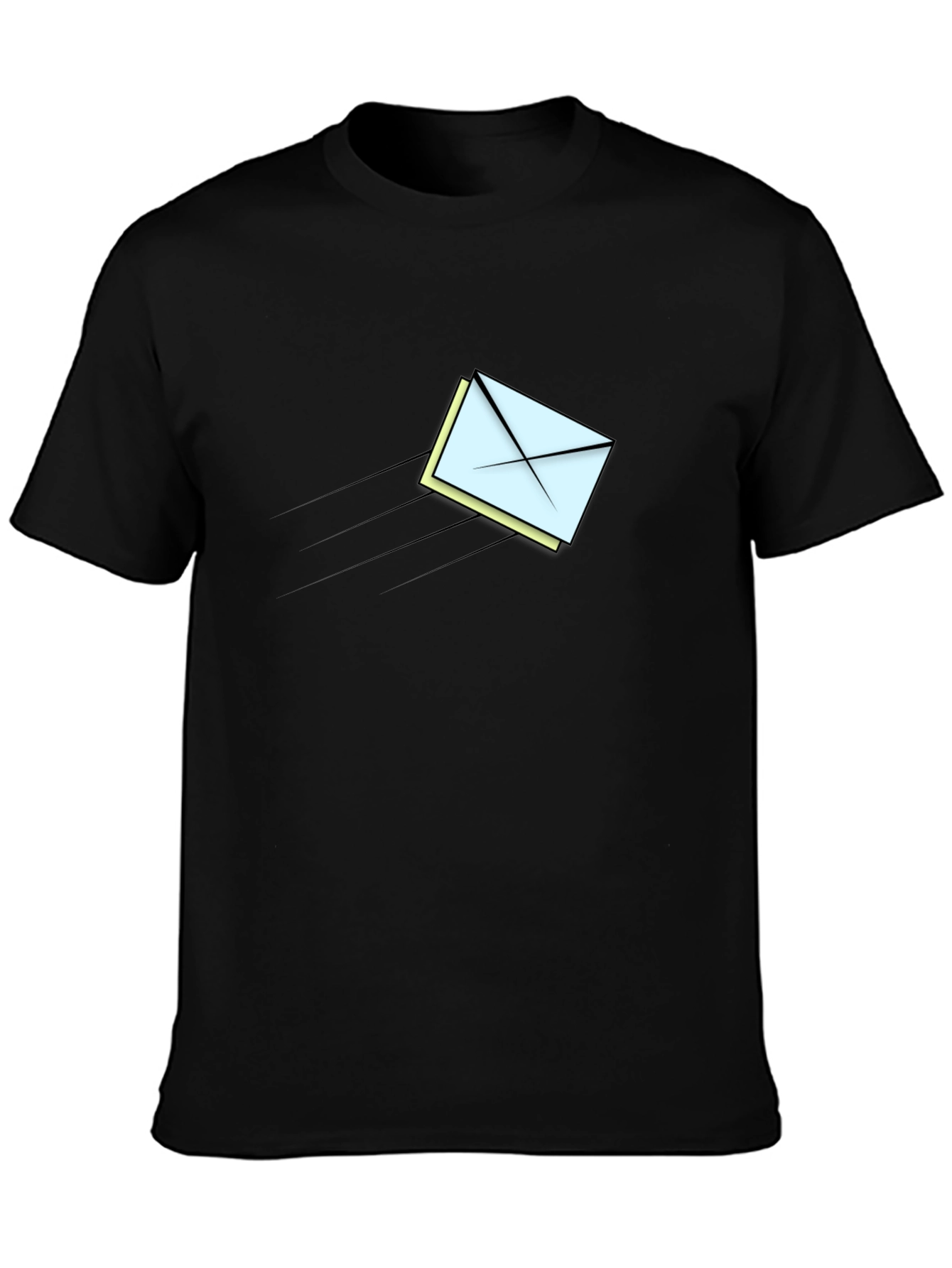 Mens Black T-Shirt - Flying Mail Graphic Tee