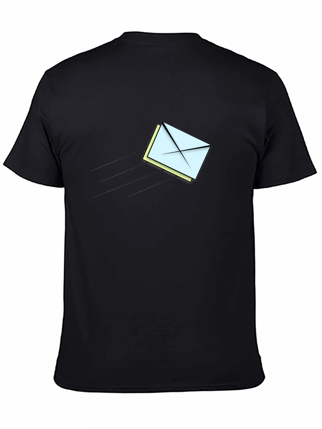 Mens Black T-Shirt - Flying Mail Graphic Tee