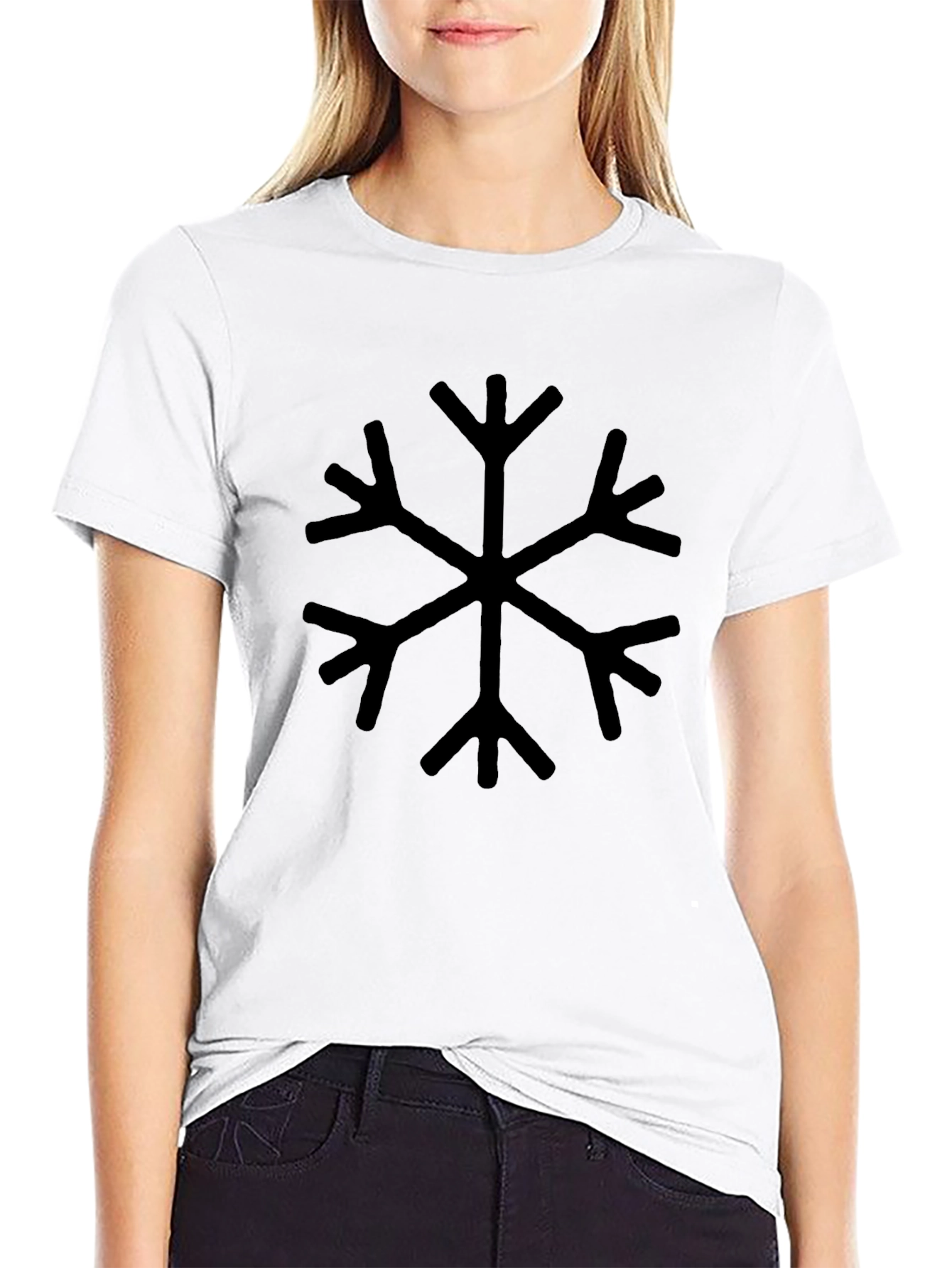 Black Snowflake Graphic Tee - Winter Style