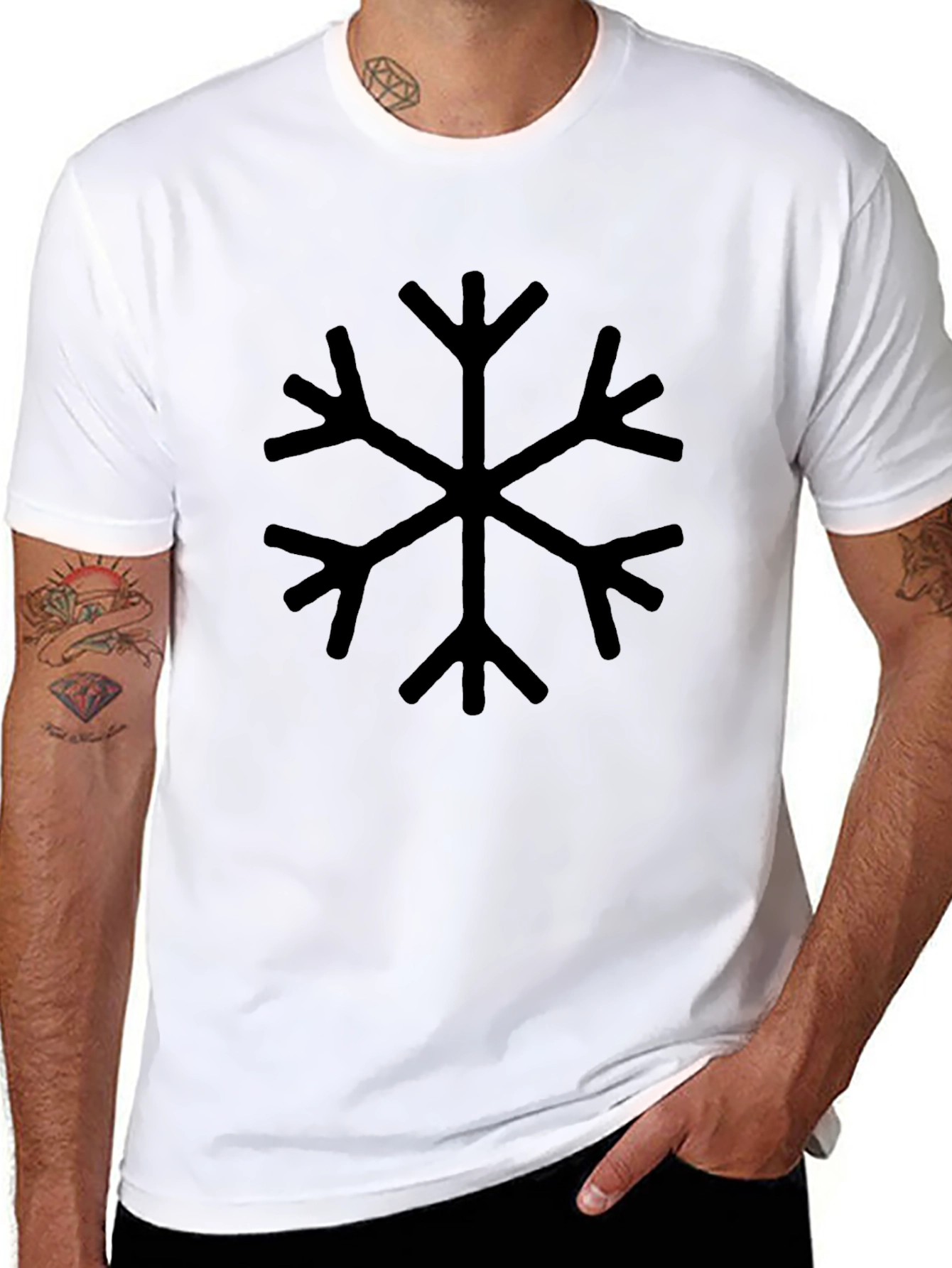 Black Snowflake Graphic Tee - Winter Style