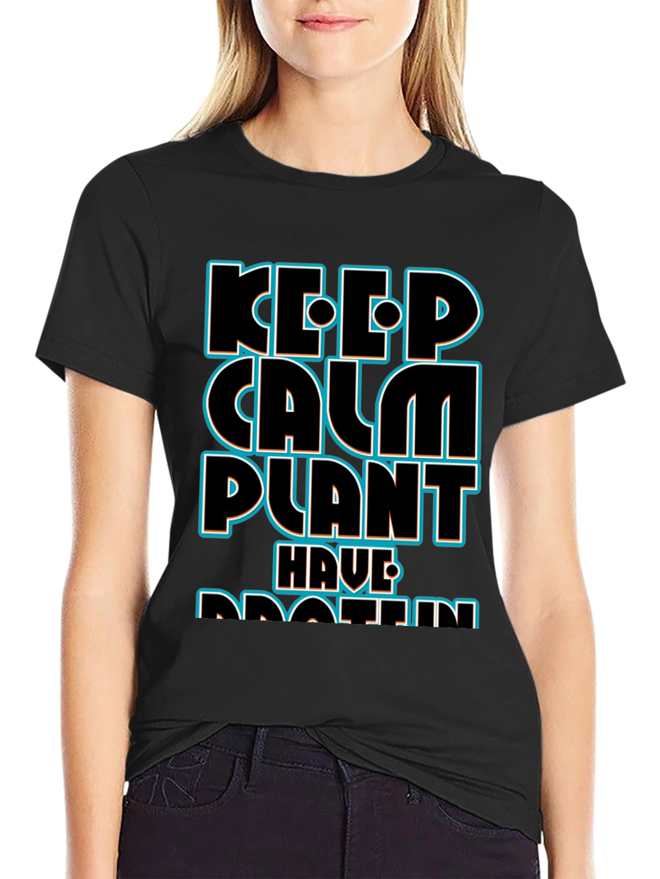 Keep Calm Plant Have Protein Black T-Shirt