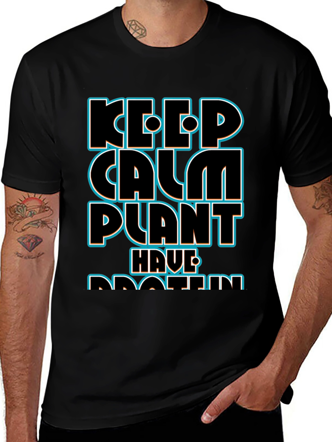 Keep Calm Plant Have Protein Black T-Shirt