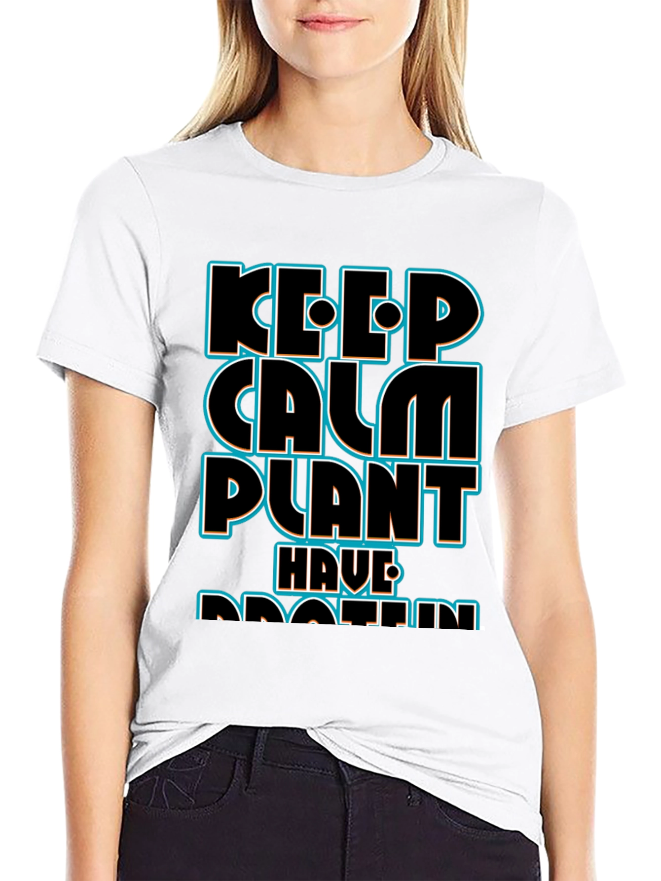 Keep Calm Plant Have Protein Black T-Shirt