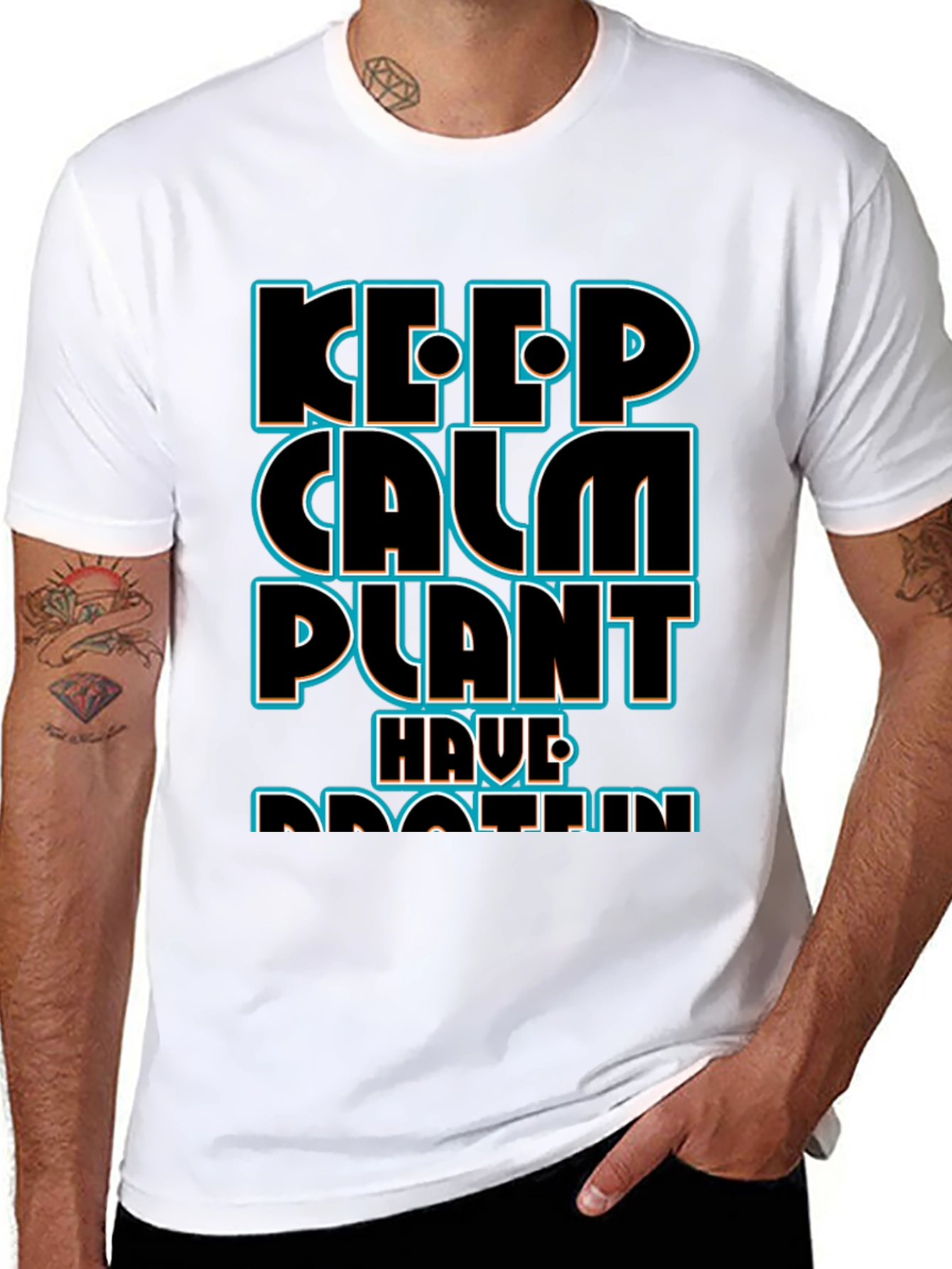 Keep Calm Plant Have Protein Black T-Shirt