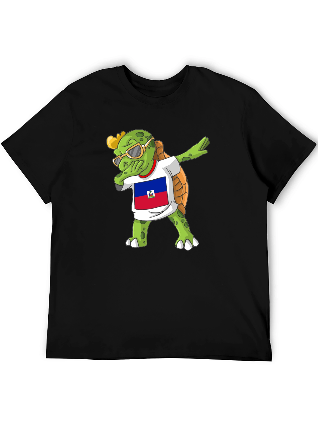 Dabbing Turtle Haiti Flag T-Shirt