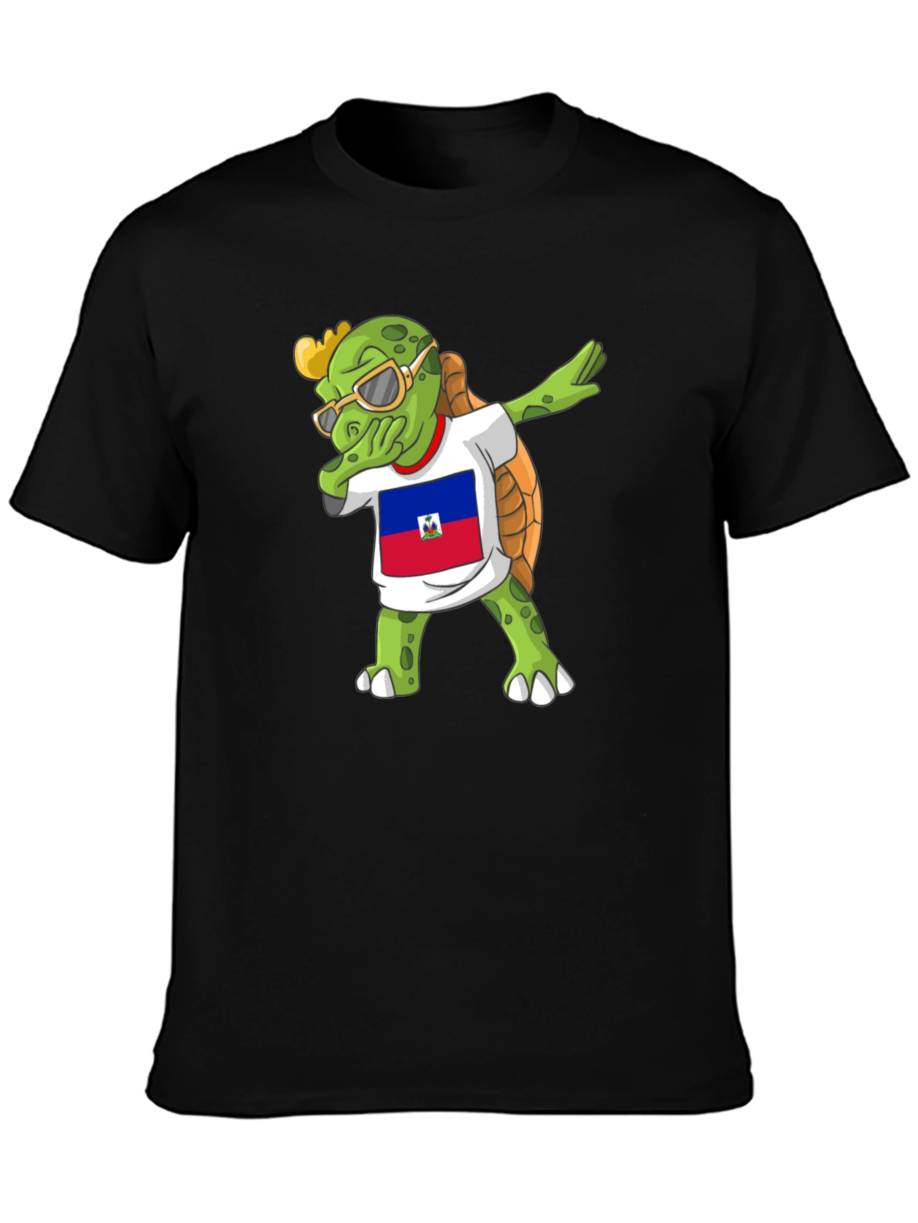 Dabbing Turtle Haiti Flag T-Shirt