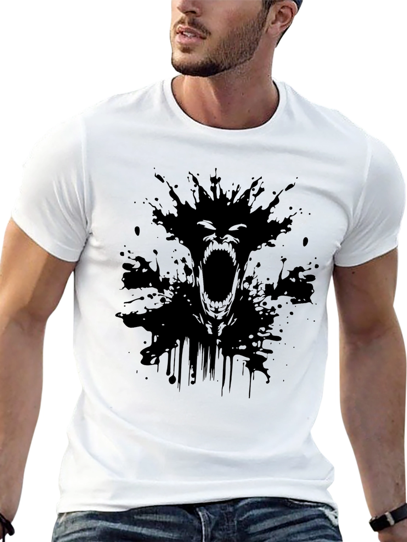 Screaming Horror Graphic Black T-Shirt