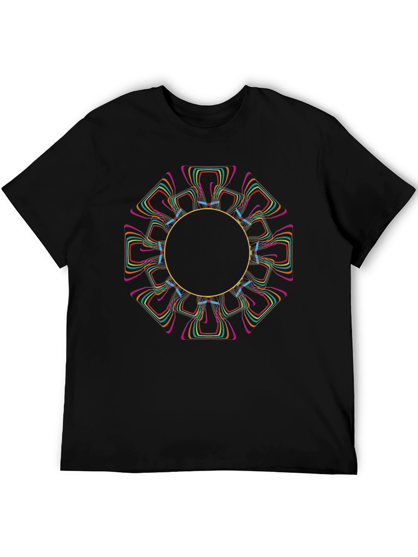 Geometric Circle Graphic Black T-Shirt