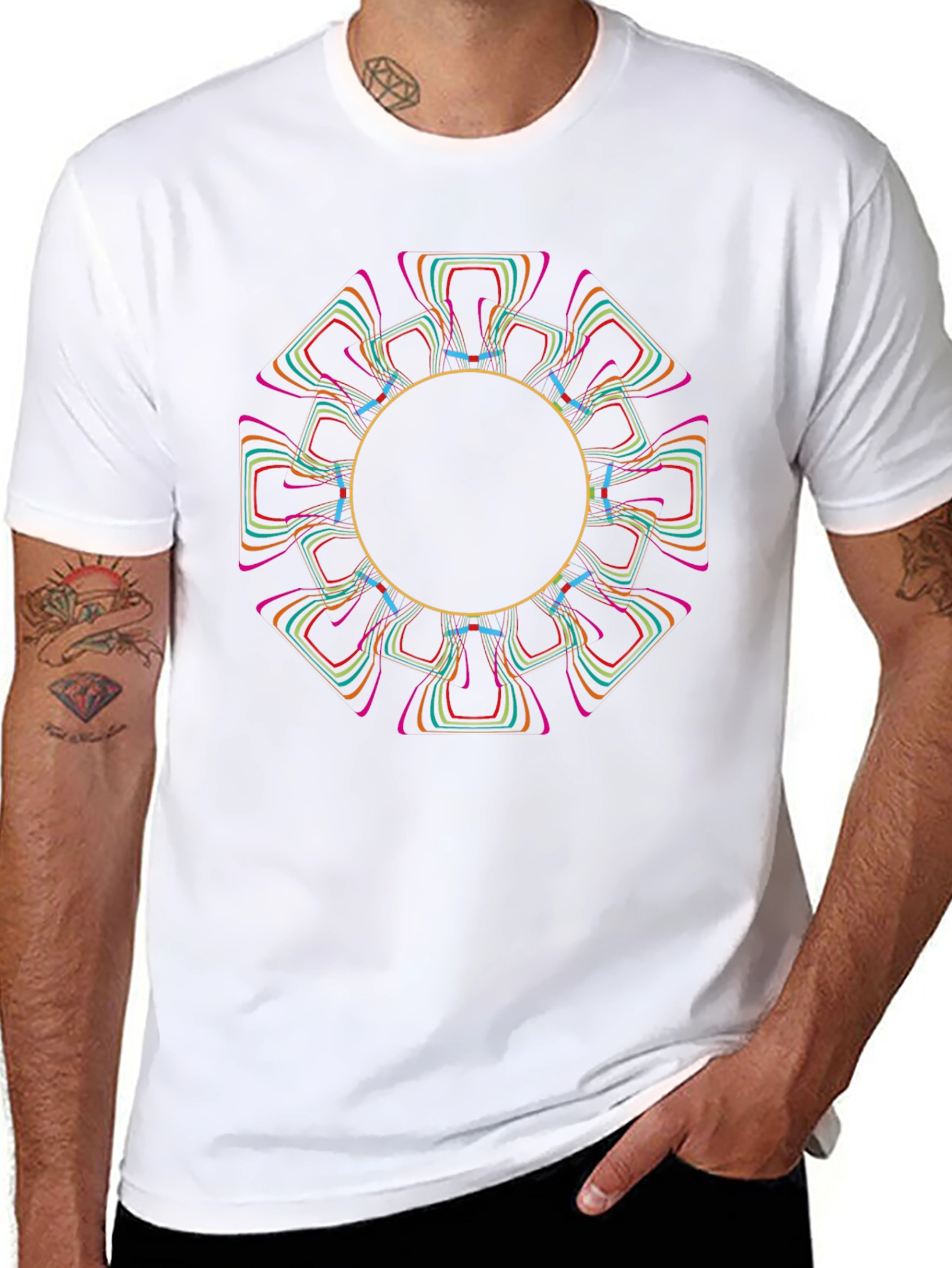 Geometric Circle Graphic Black T-Shirt