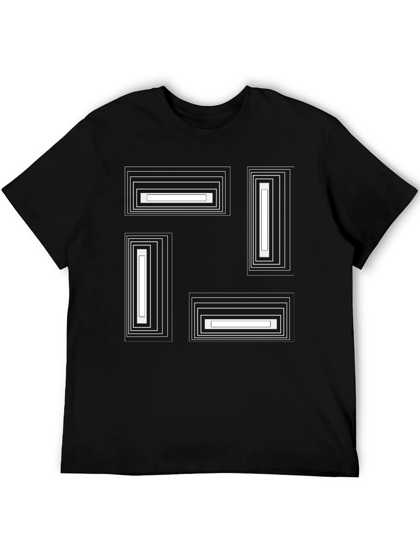Modern Geometric Rectangle Design Black T-Shirt