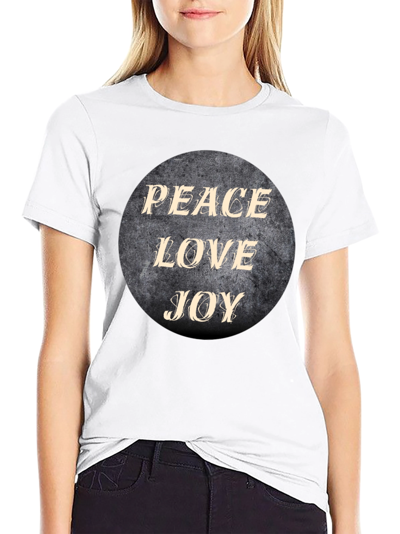 Peace Love Joy Graphic Black T-Shirt