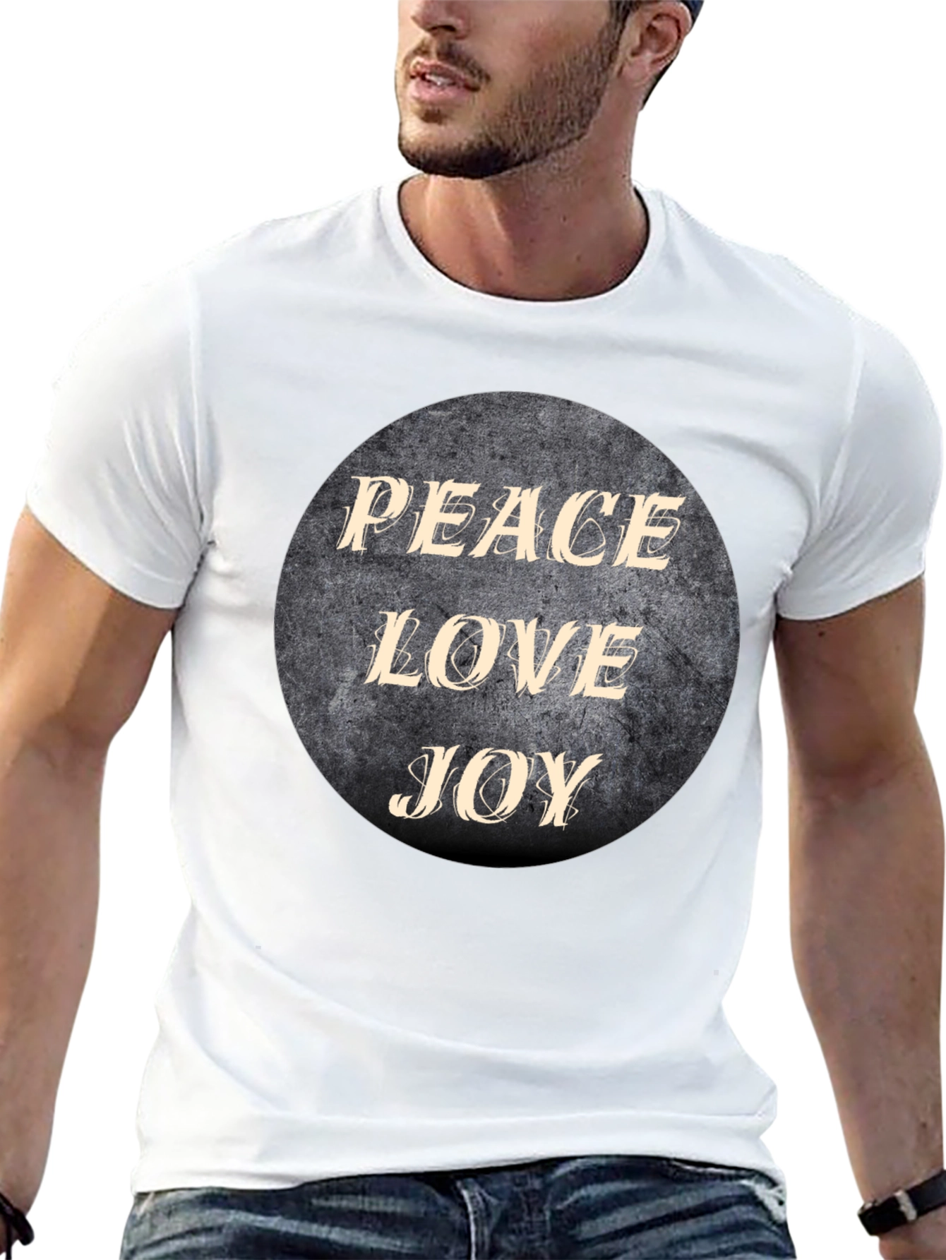 Peace Love Joy Graphic Black T-Shirt