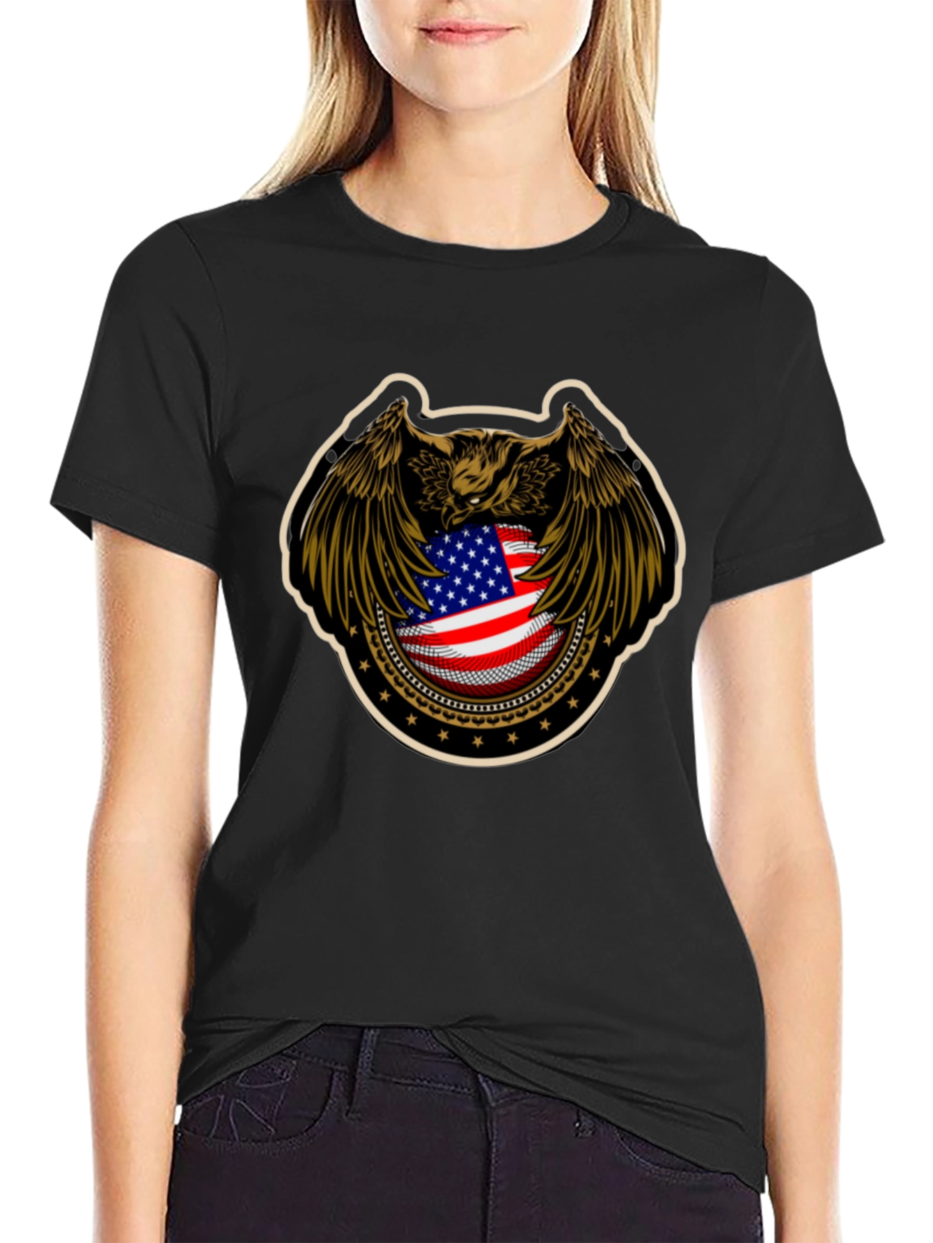American Eagle Flag Graphic Black T-Shirt