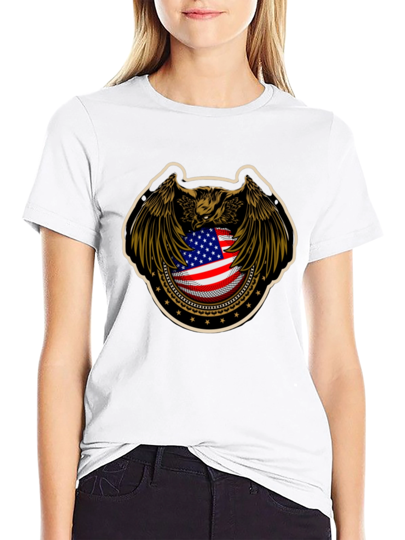 American Eagle Flag Graphic Black T-Shirt