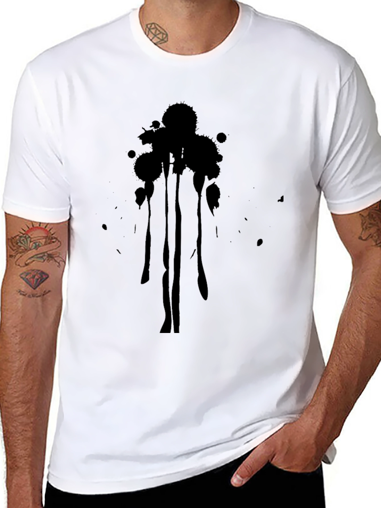 Abstract Drip Graphic Black T-Shirt