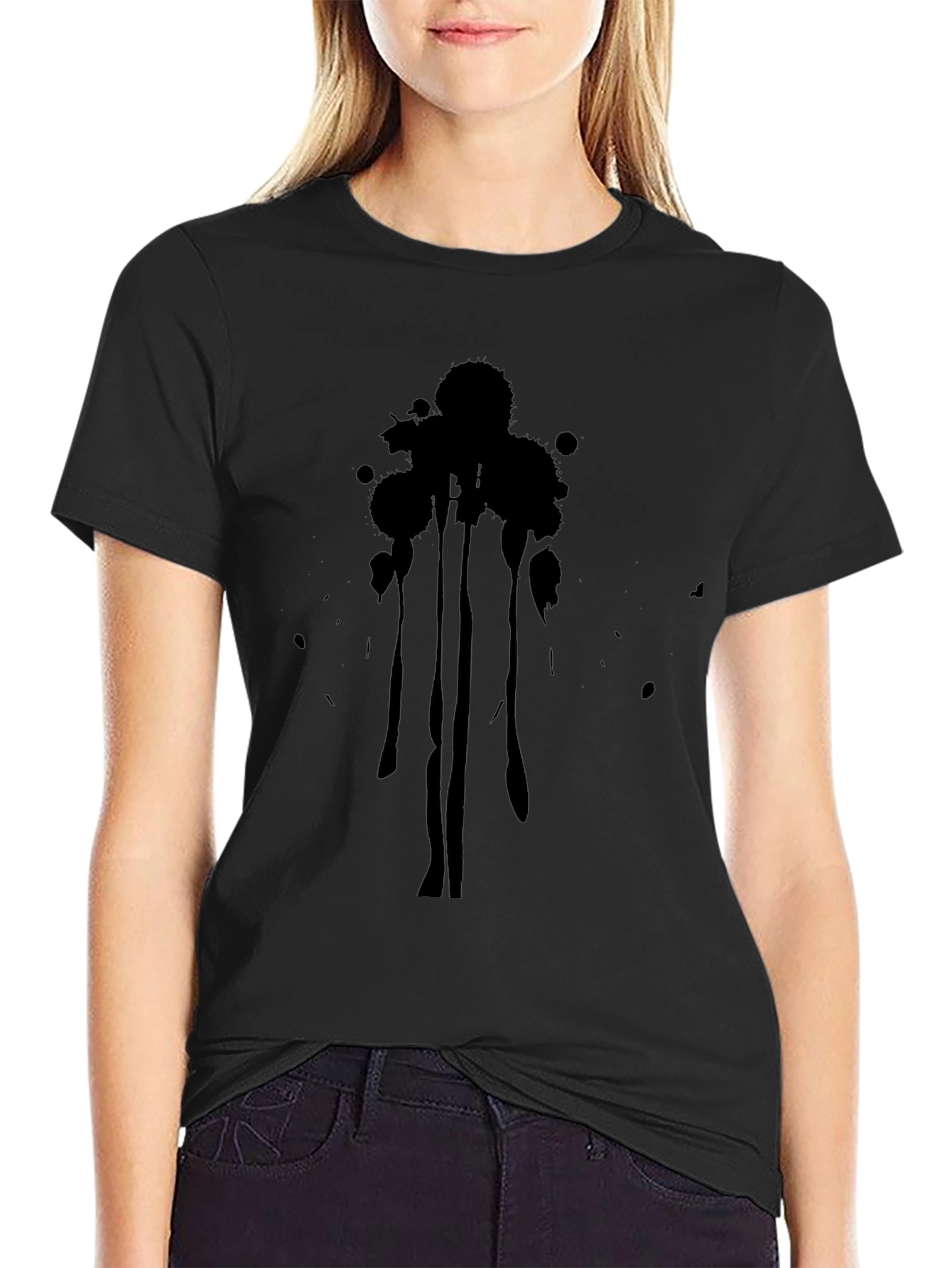 Abstract Drip Graphic Black T-Shirt