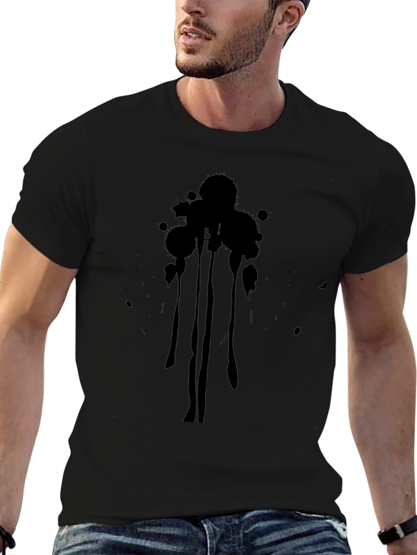 Abstract Drip Graphic Black T-Shirt