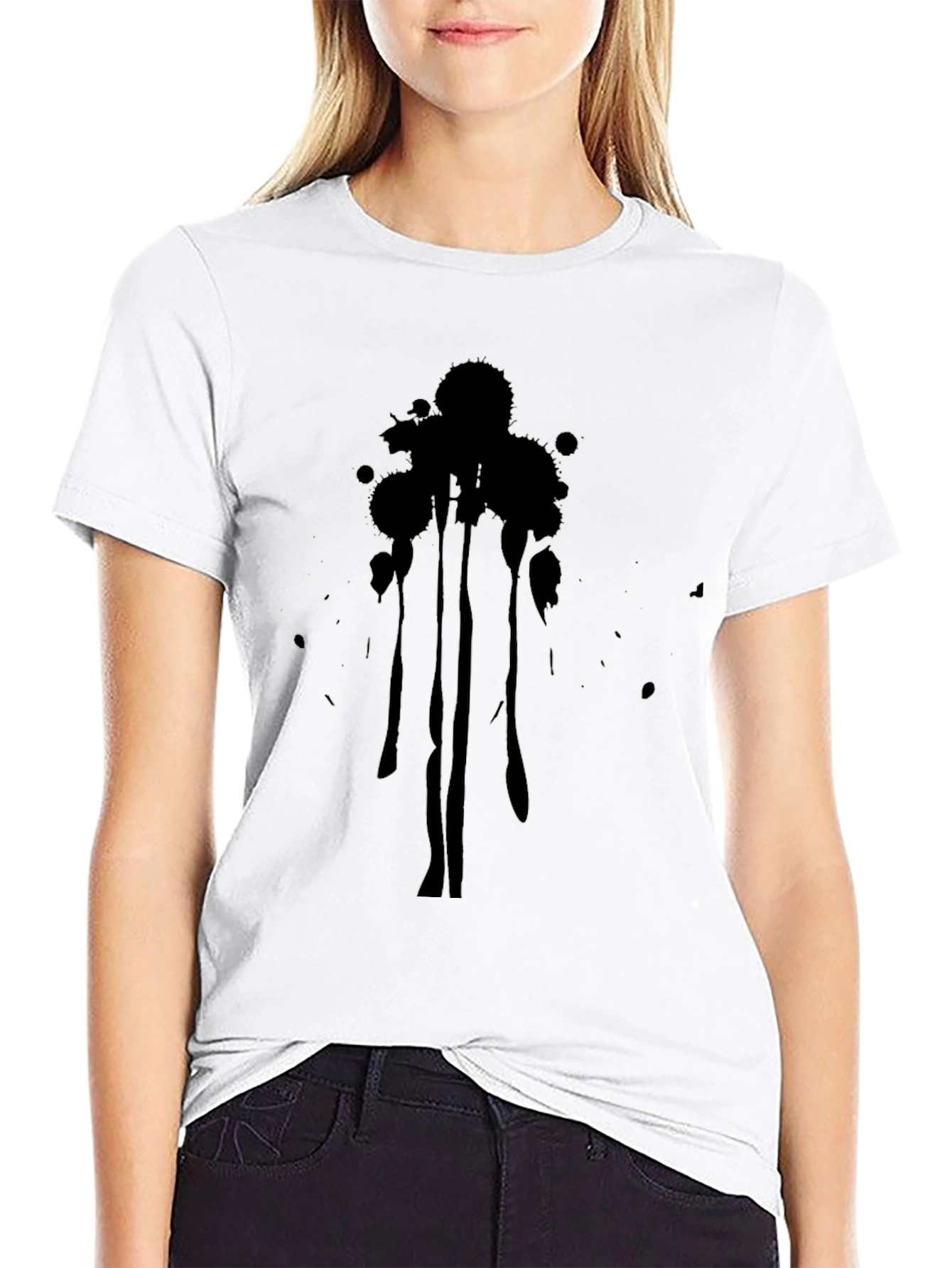 Abstract Drip Graphic Black T-Shirt
