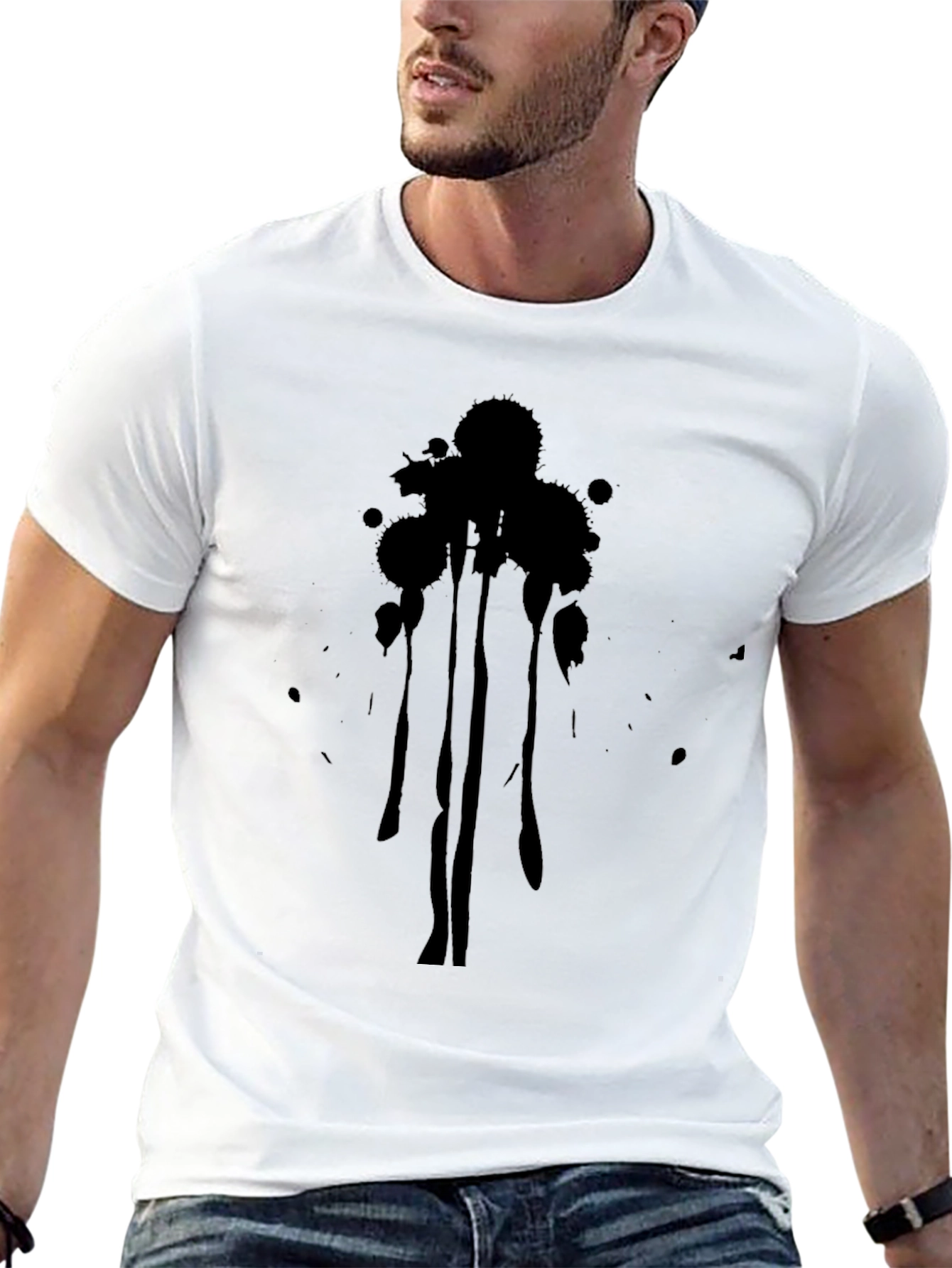 Abstract Drip Graphic Black T-Shirt