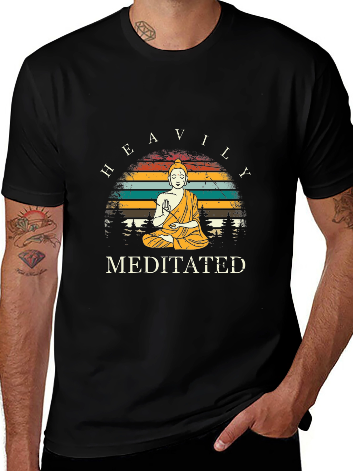 Heavily Meditated T-Shirt - Zen Buddha Graphic Tee
