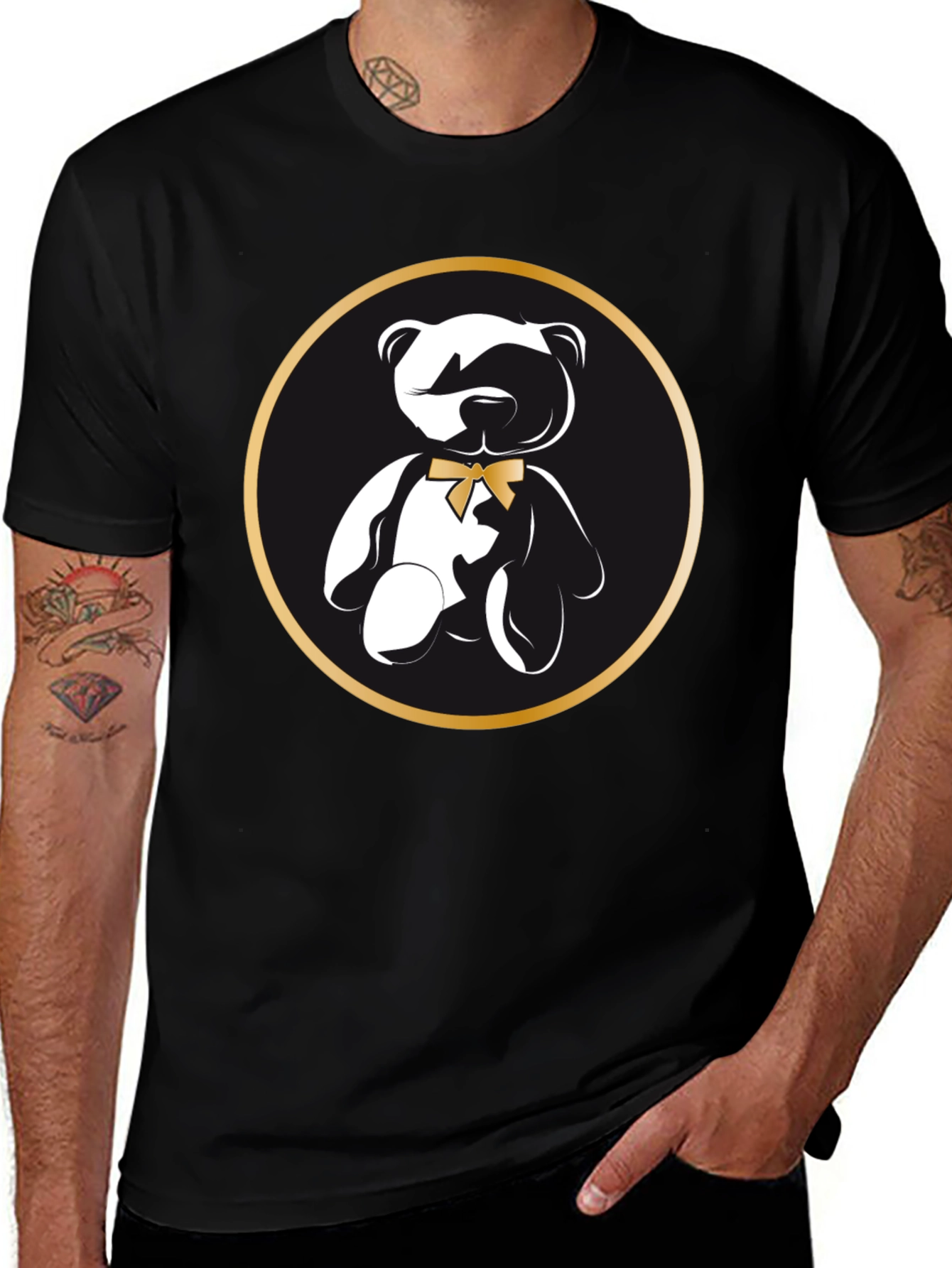 Teddy Bear Graphic T-Shirt - Stylish Black Tee