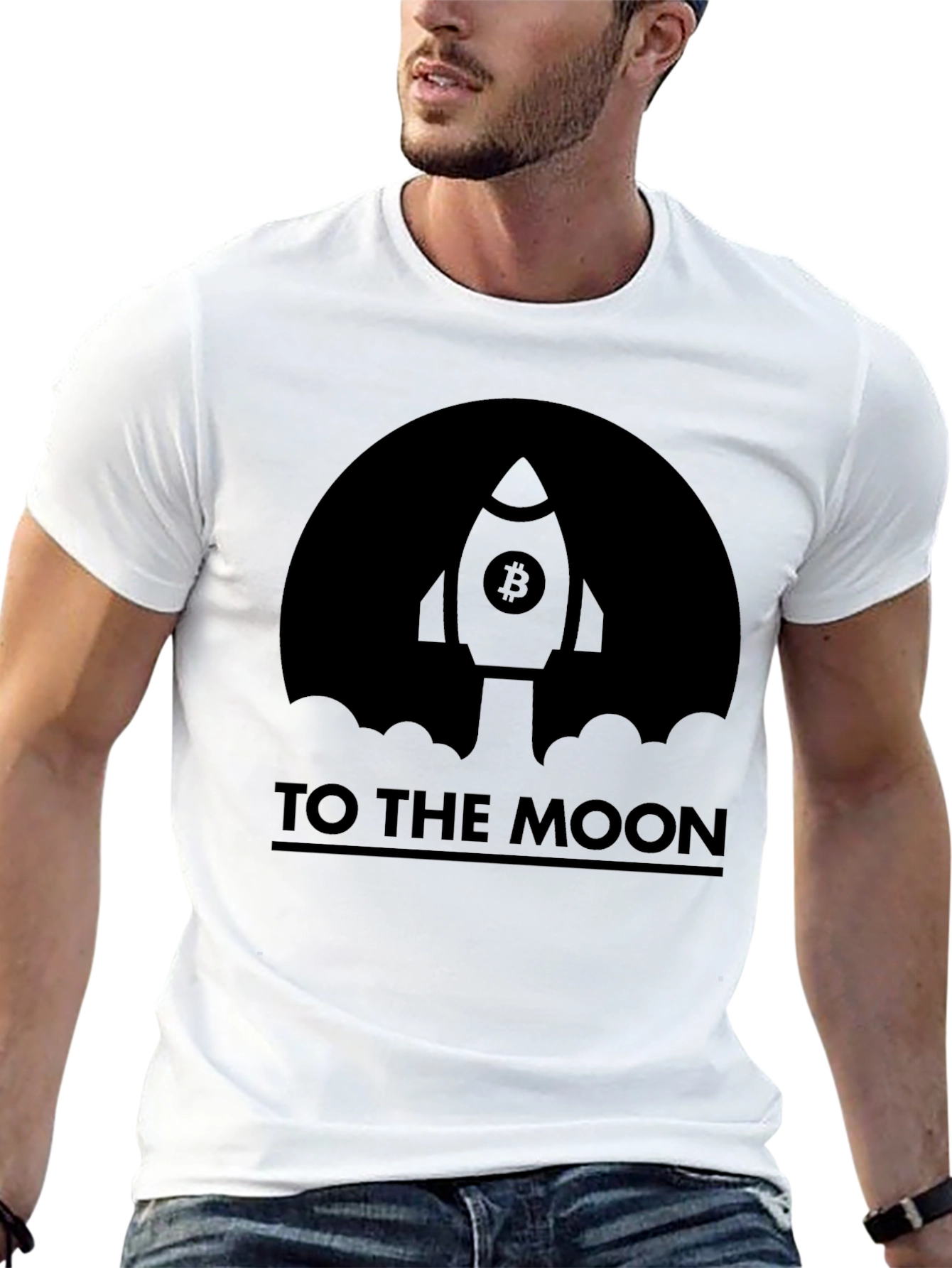 Bitcoin Rocket To The Moon Graphic Tee