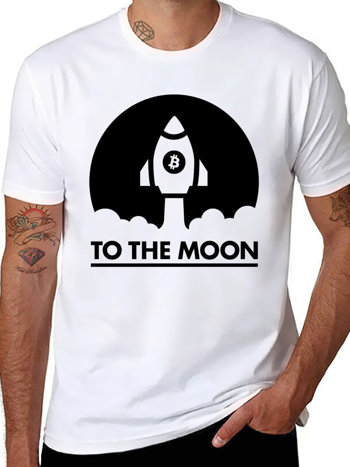 Bitcoin Rocket To The Moon Graphic Tee