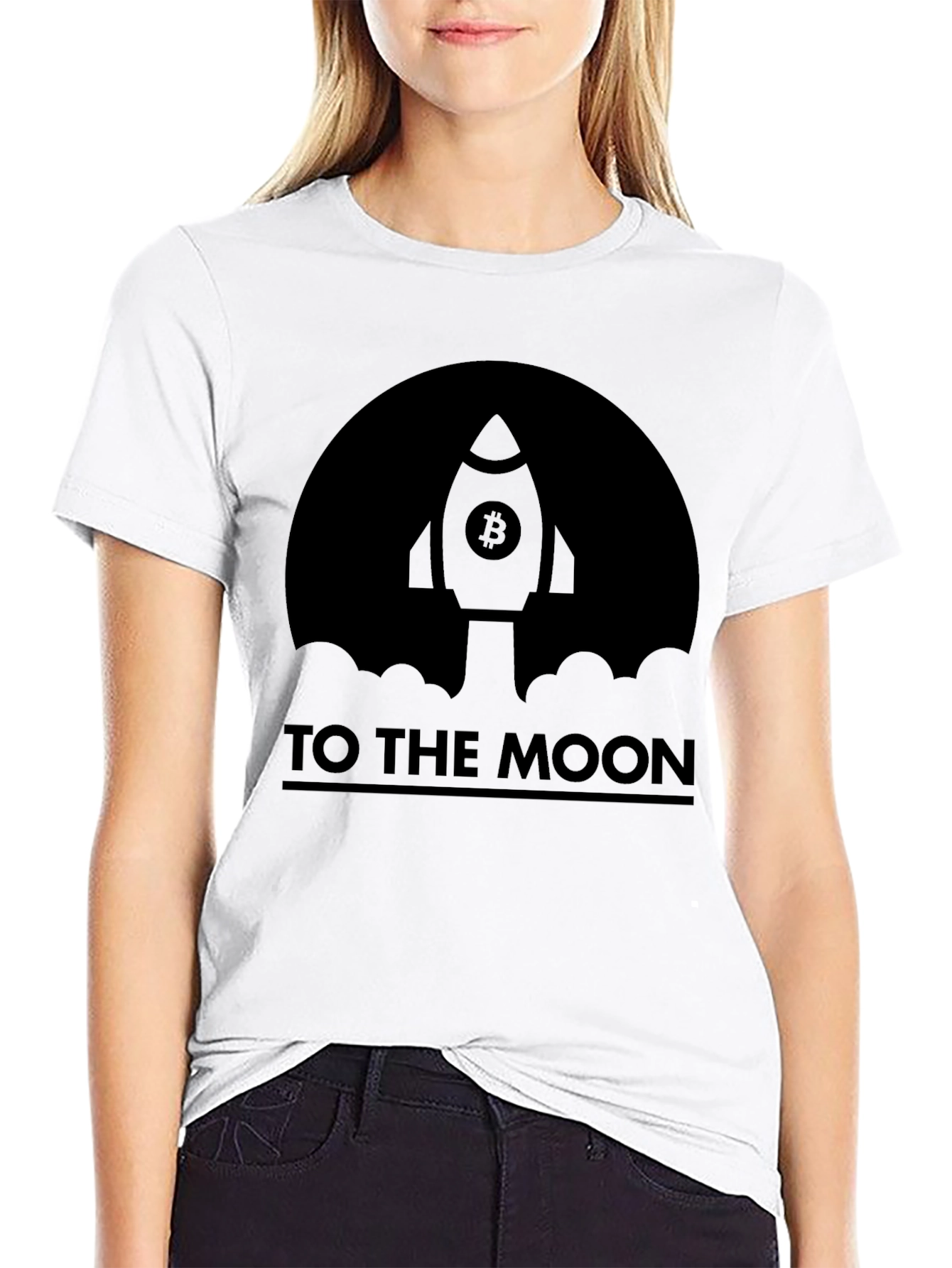 Bitcoin Rocket To The Moon Graphic Tee