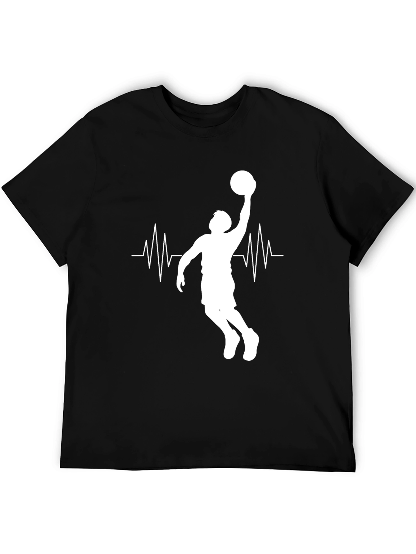 Basketball Heartbeat Graphic Tee - Black
